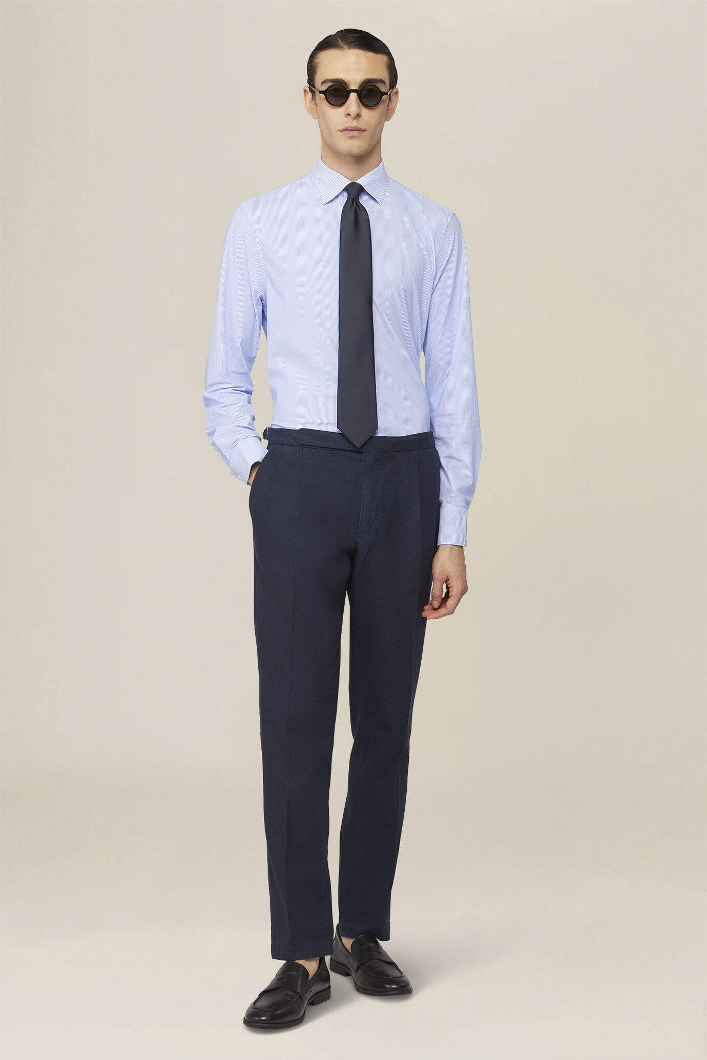 Camicia uomo classica elasticizzata con stampa a righe image number 1