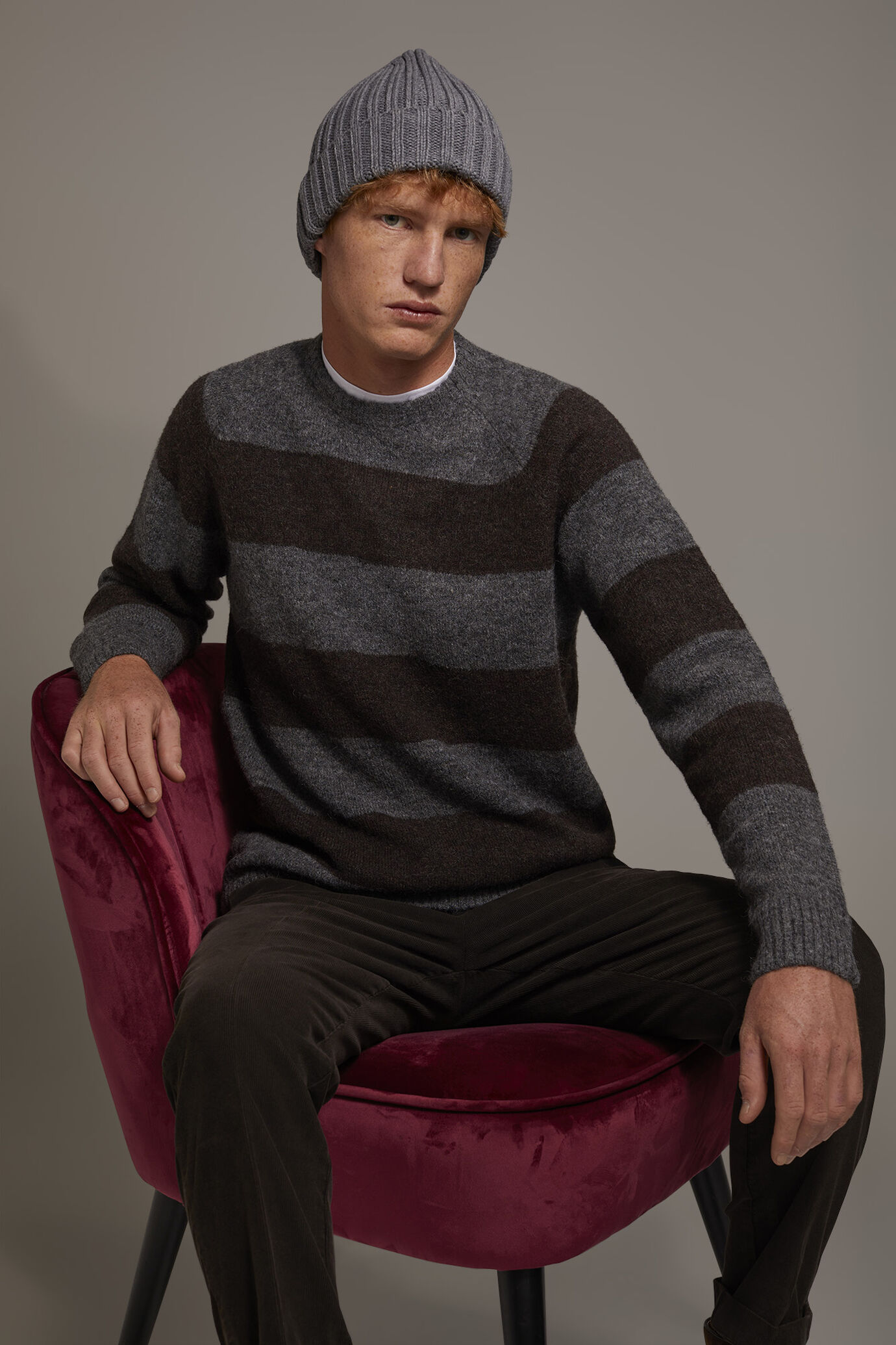 Mohair wool blend round neck sweater
