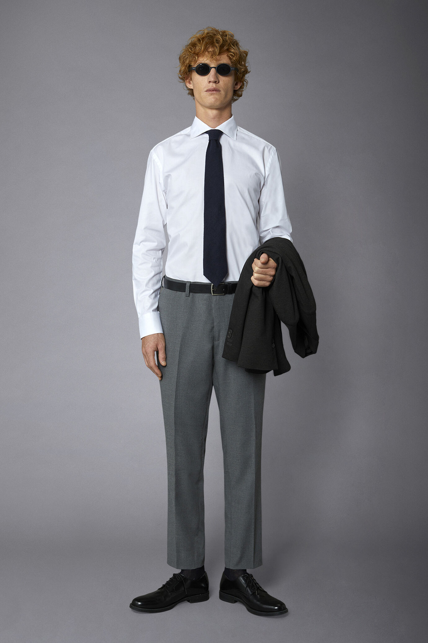 Chemise classique à col français, coupe régulière, tissu à chevrons image number 0