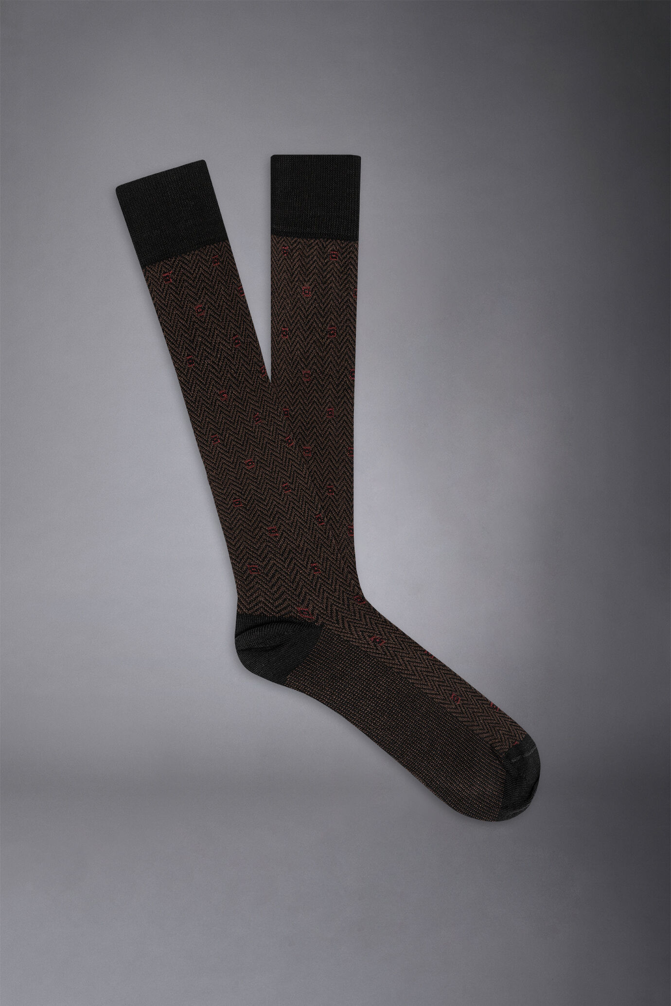 Long herringbone patterned knit sock made in italy