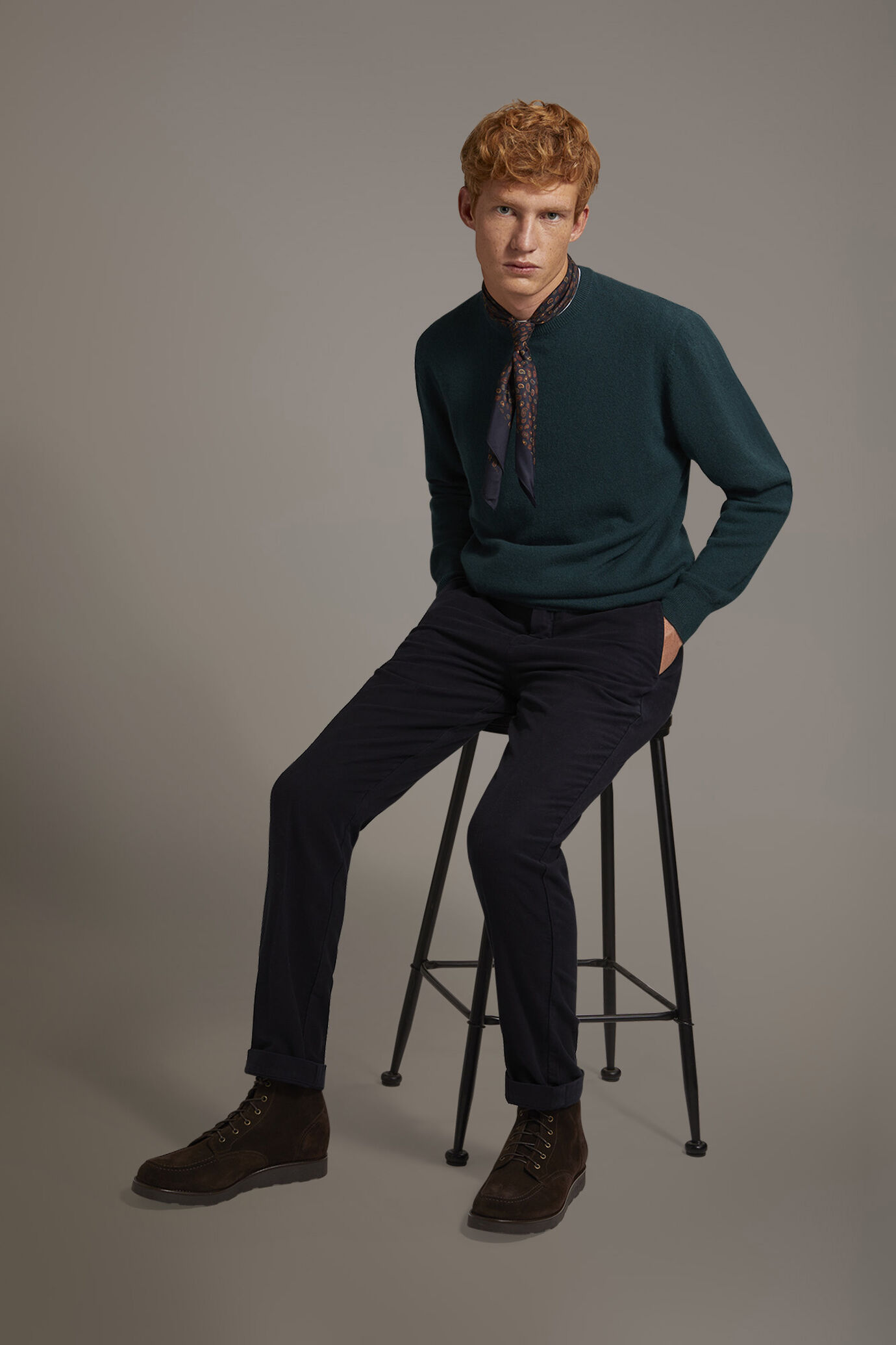 Regular fit chino trousers in moleskin fabric image number 0