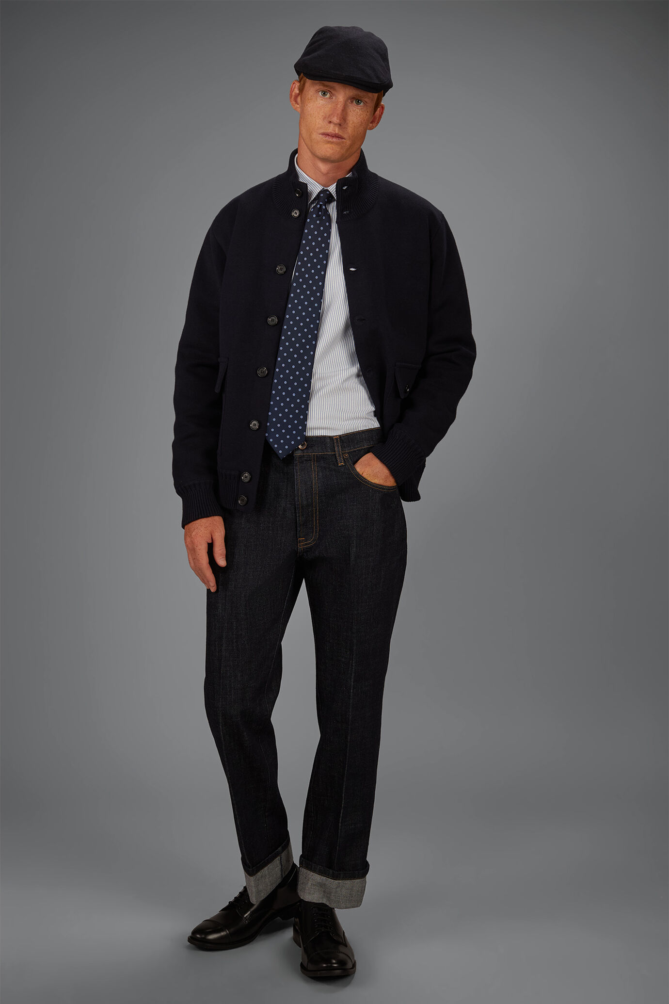 Giacca uomo in maglia Punto Milano 100% cotone regular fit image number 0