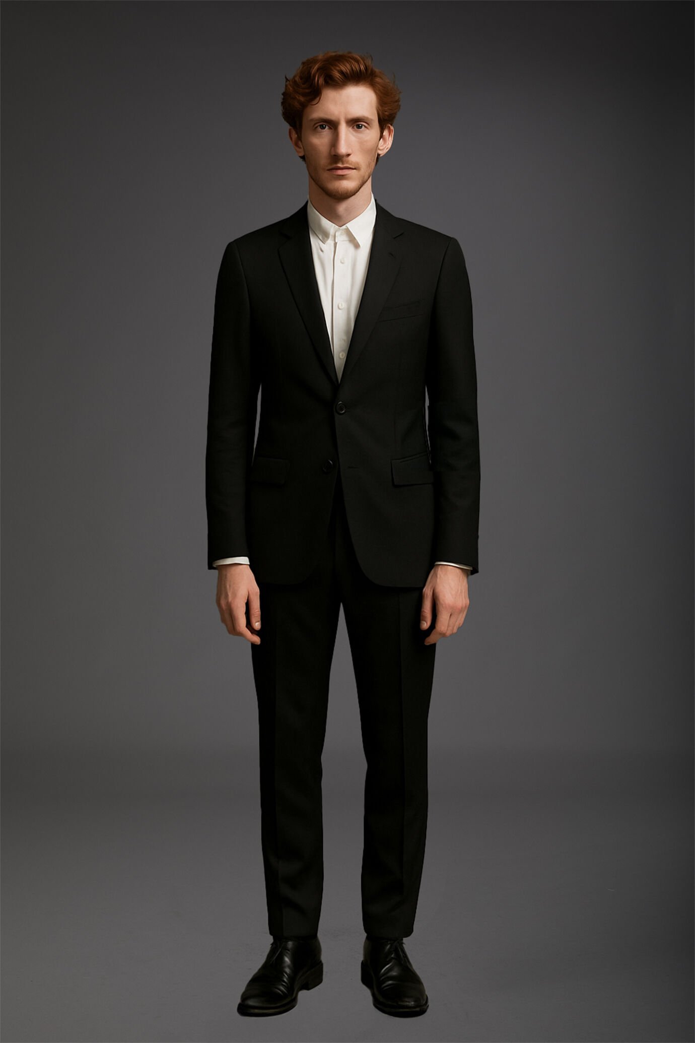 Costume homme à simple boutonnage en polylaine, coupe classique