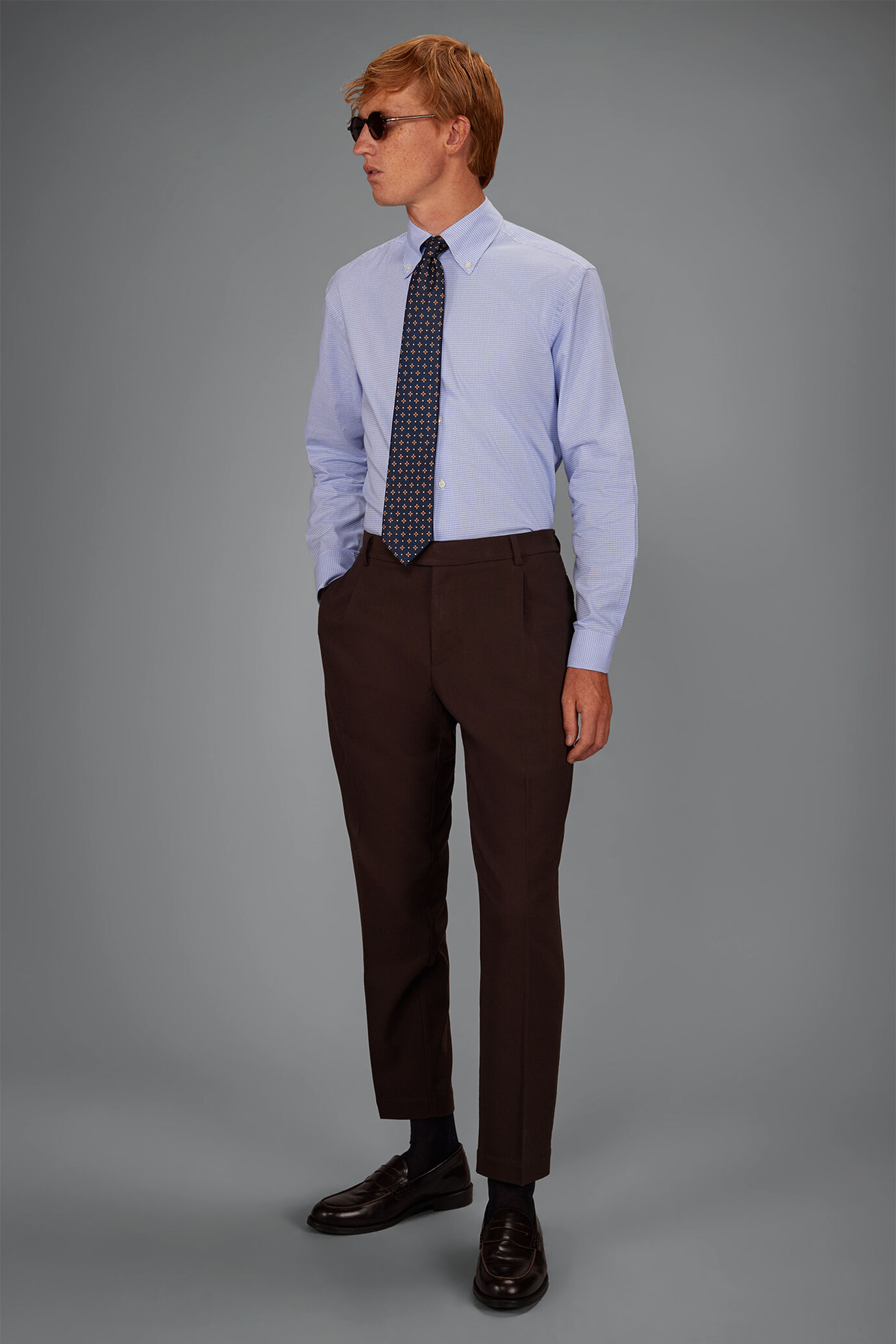 Camicia uomo in 100% cotone tinto filo vichy regular fit