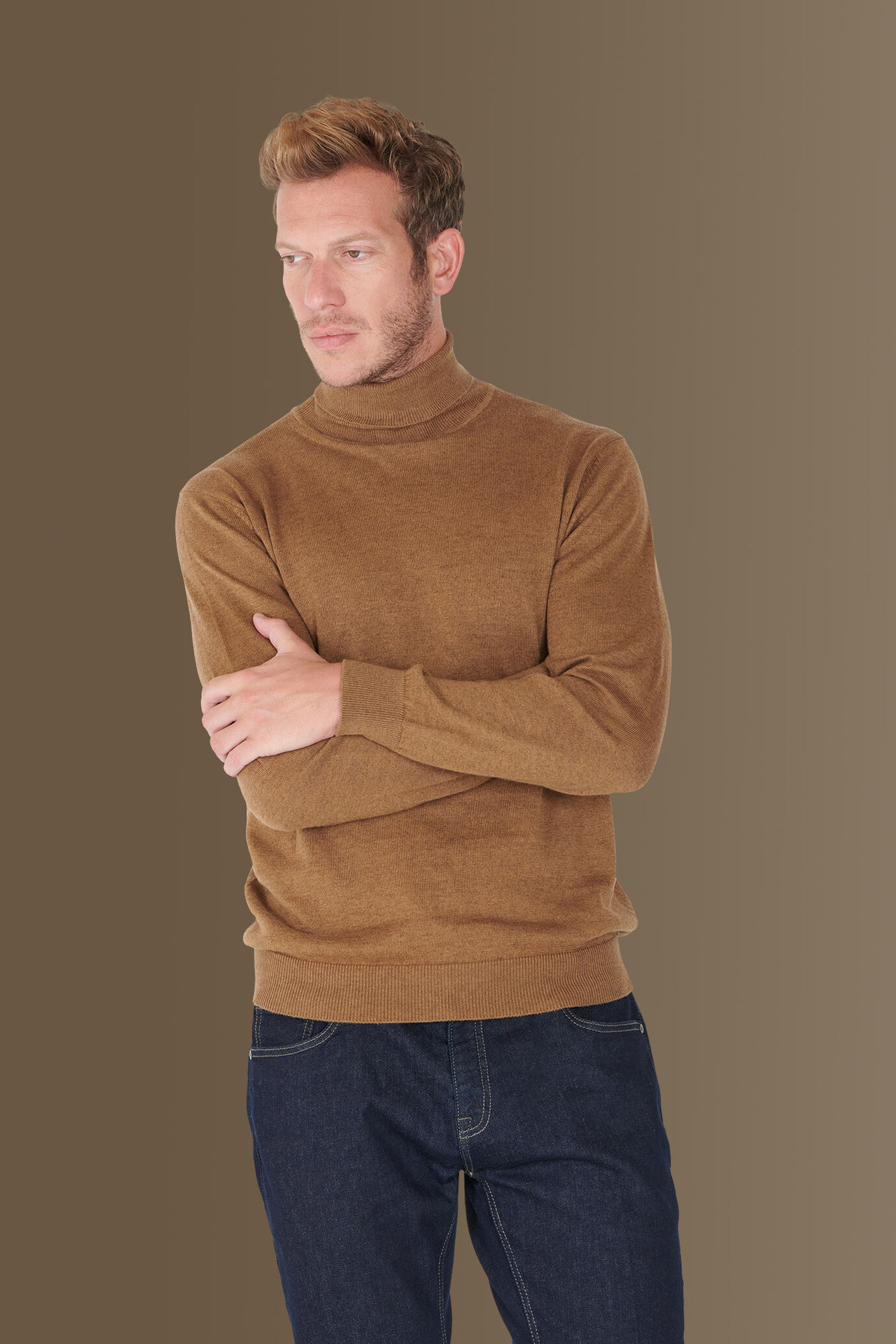 Maglia collo alto misto lana e cotone image number 0