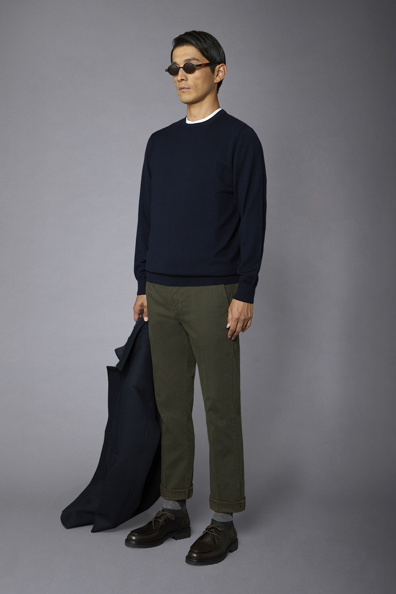 Men's roundneck wool and cotton sweater image number 1