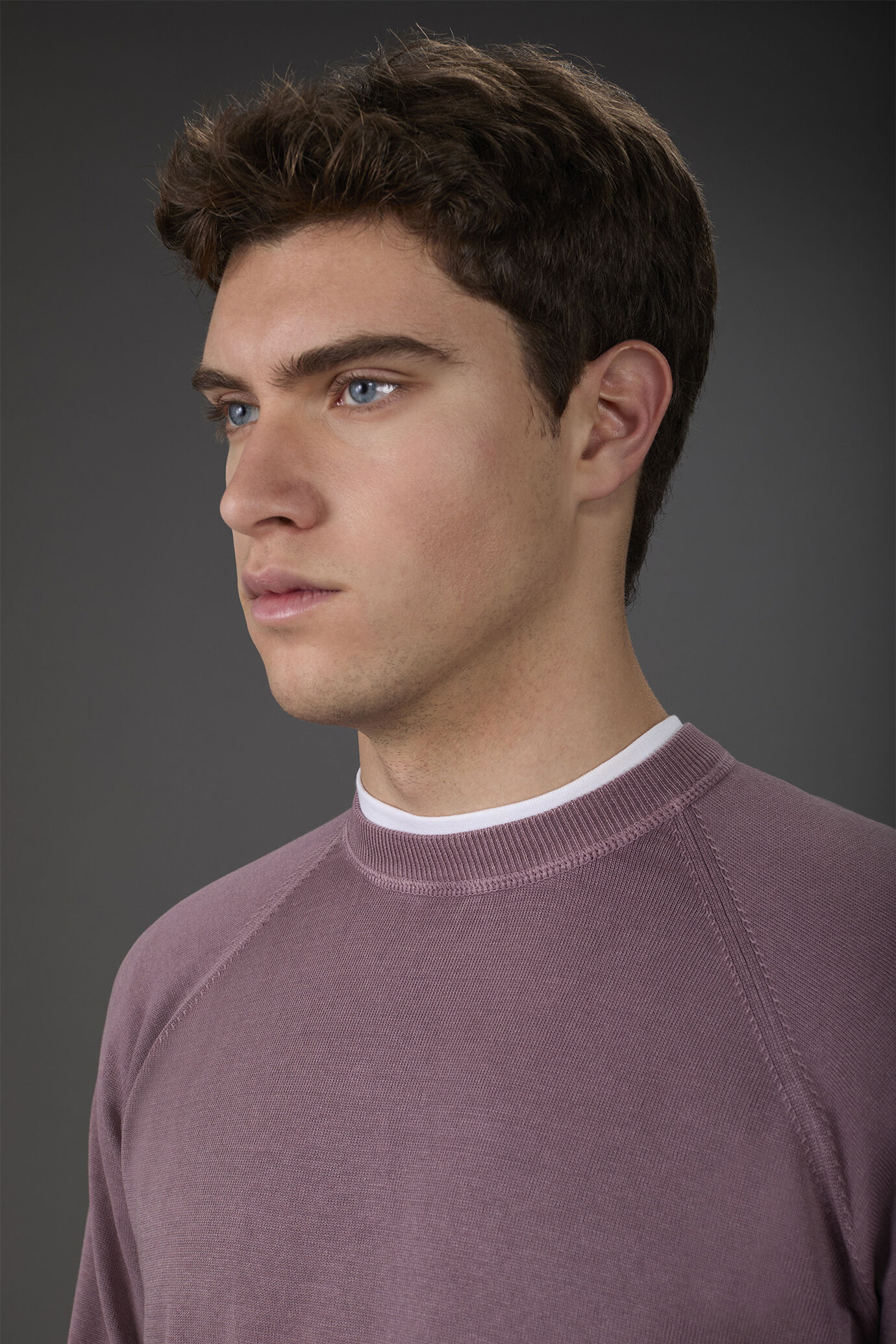 Men's crew neck 100% cotton sweater with raglan sleeves image number 2