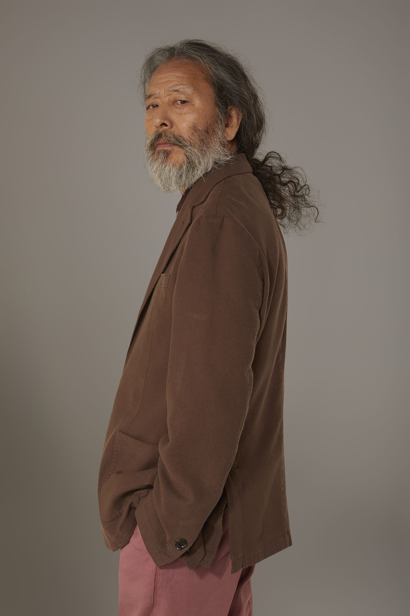 Single breasted  cotton linen jacket with patch pocket image number 2