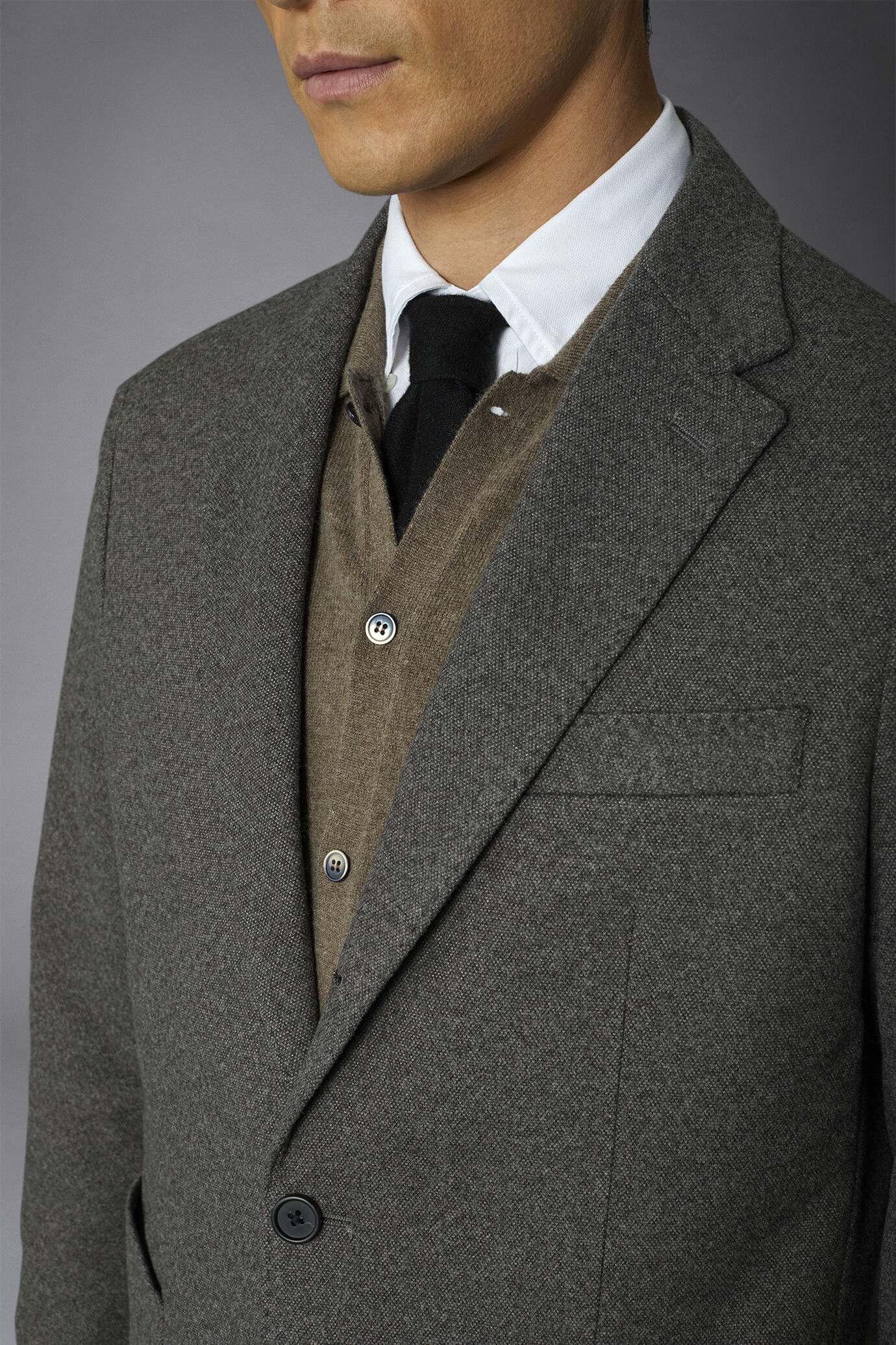 Giacca uomo monopetto in jersey piquet regular fit image number 3