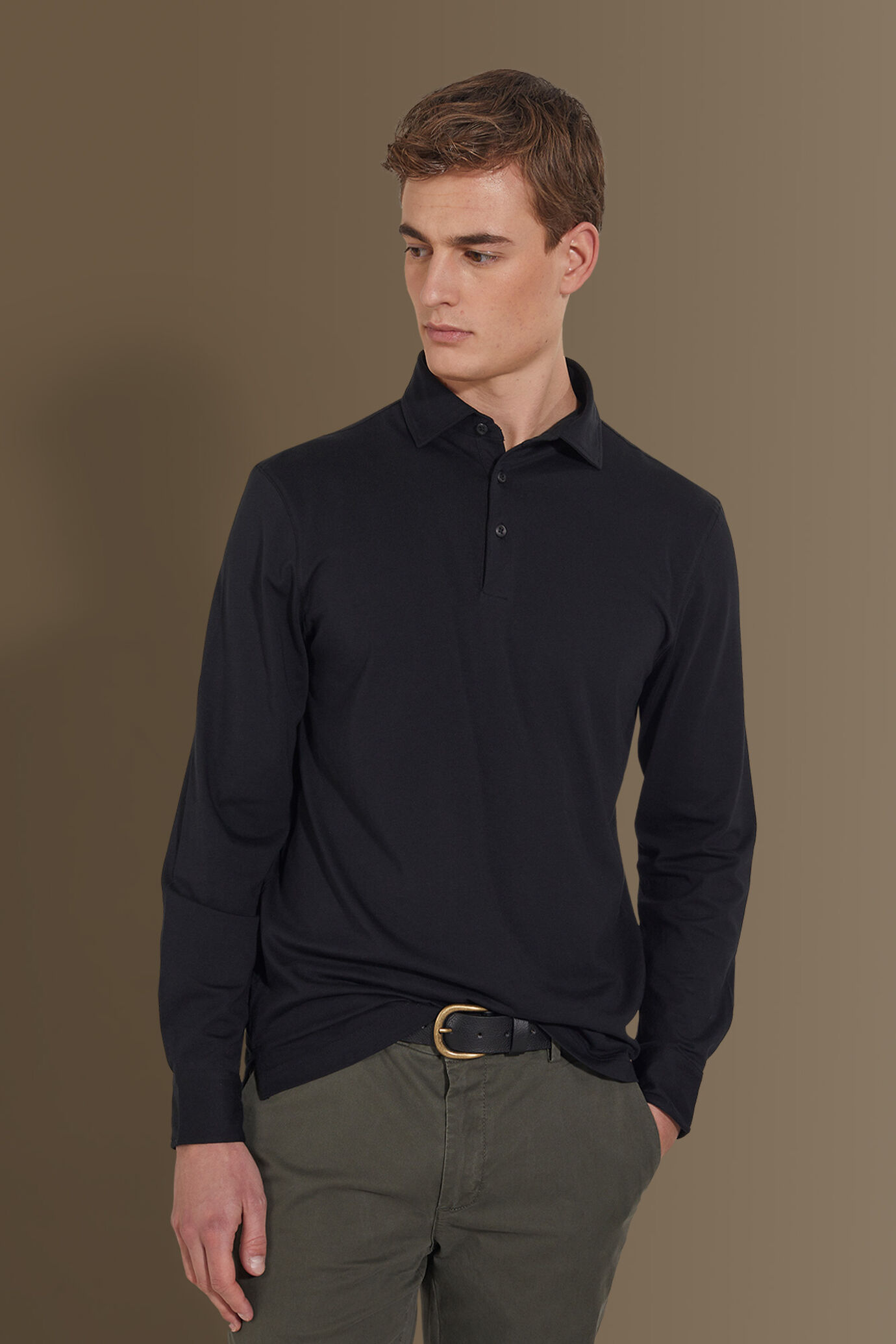 Polo manica lunga uomo 100% cotone supima image number 1