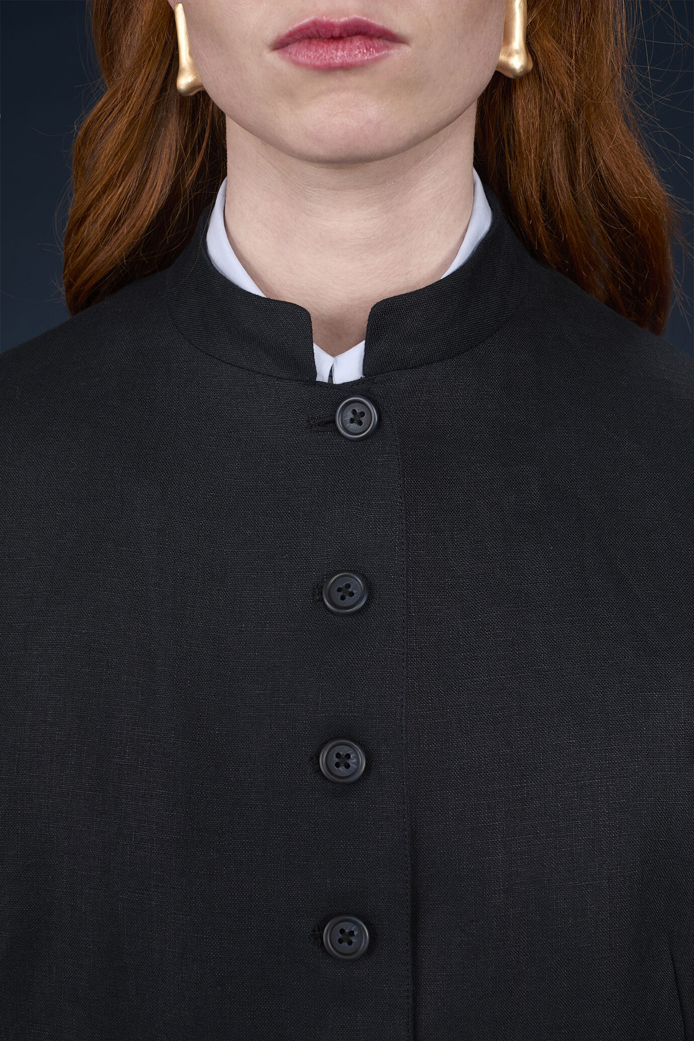 Women's single-breasted jacket with Korean collar 100% linen image number 2