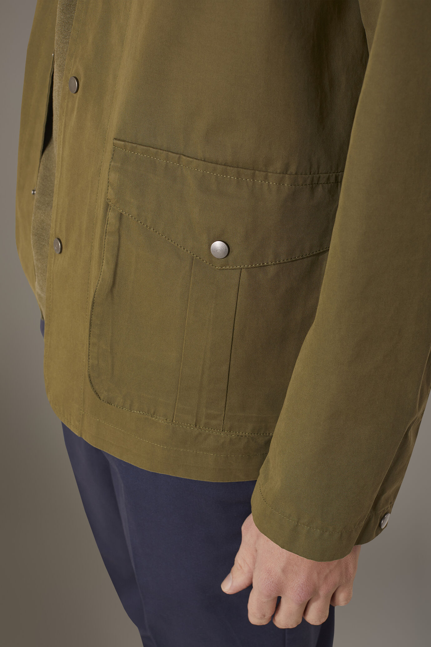 Coated fabric jacket with snaps image number 2