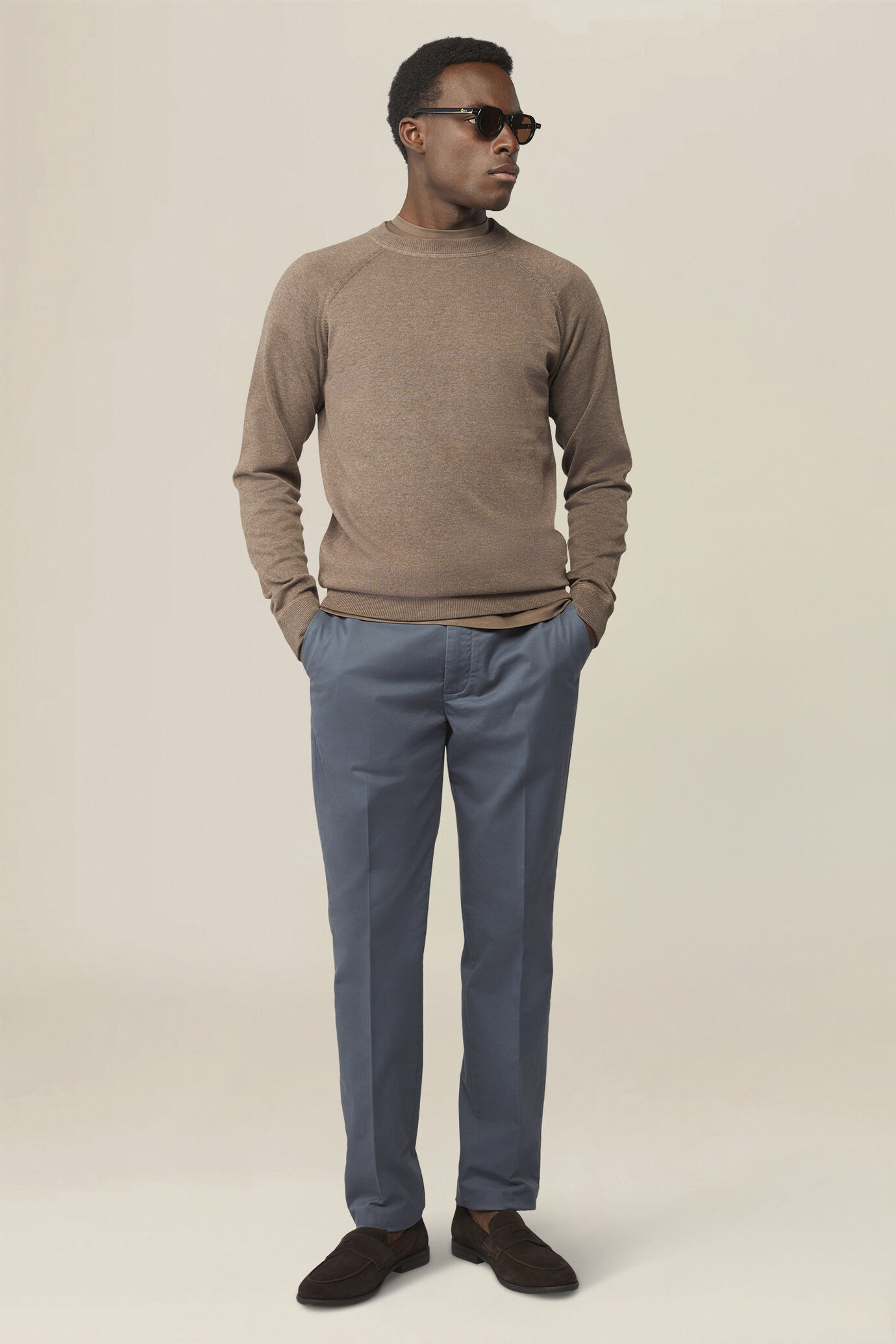 Herrenpullover mit Rundhalsausschnitt aus 100 % Baumwolle mit Raglan&auml;rmeln image number 1