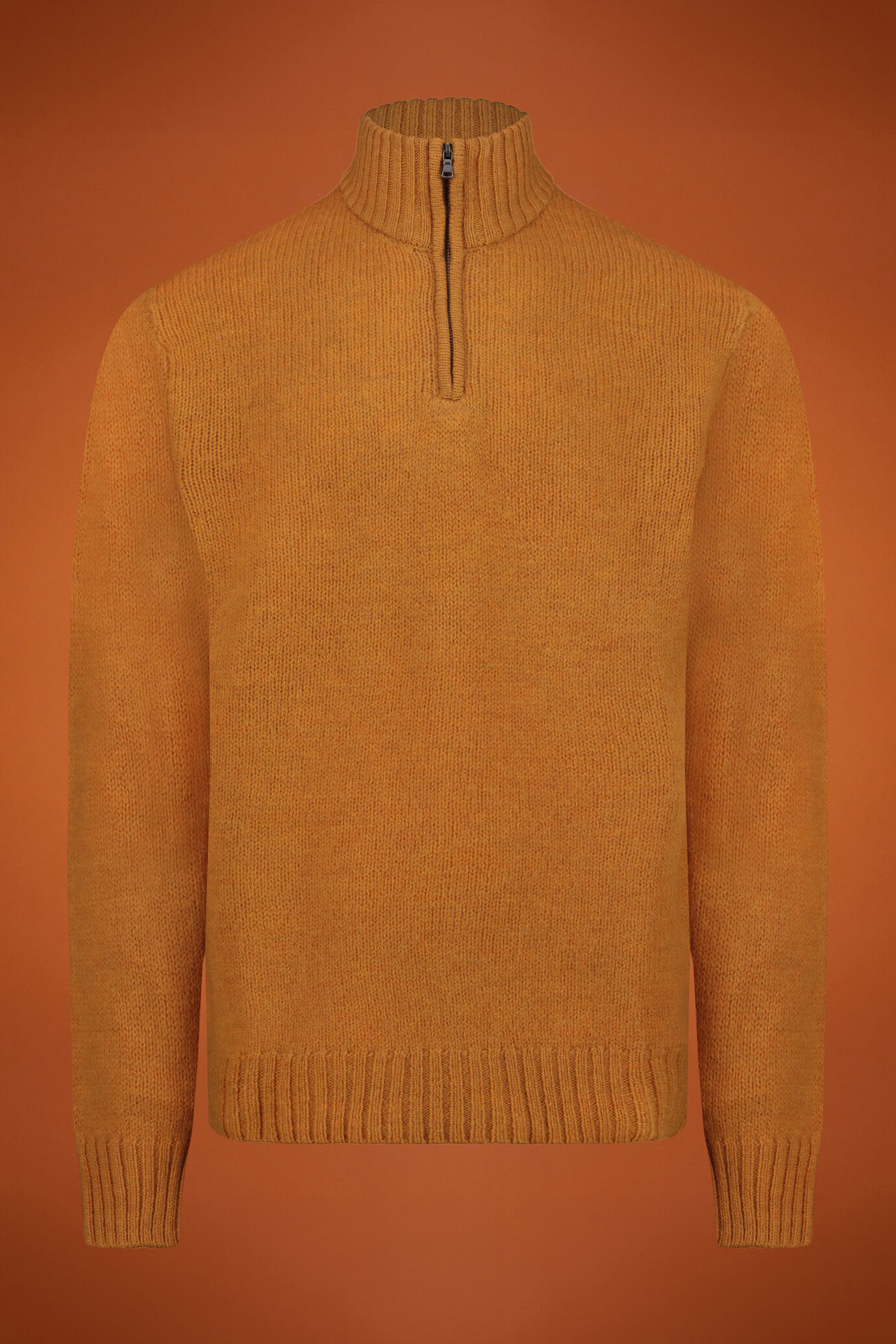 Pull homme &agrave; col montant avec zip, 100% laine, coupe classique image number 0