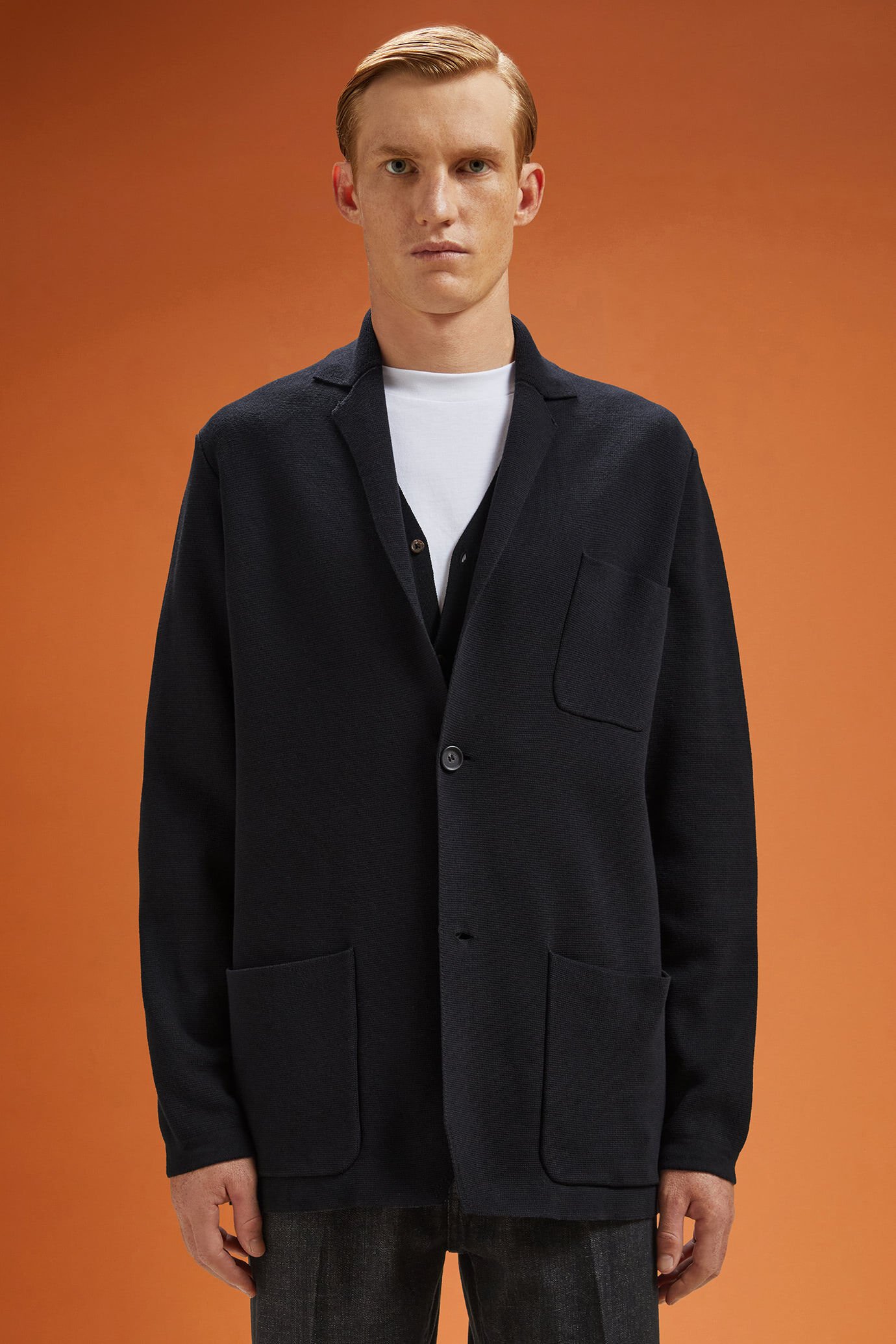 Men's single-breasted cardigan in 100% cotton jersey Punto Milano regular fit image number 0