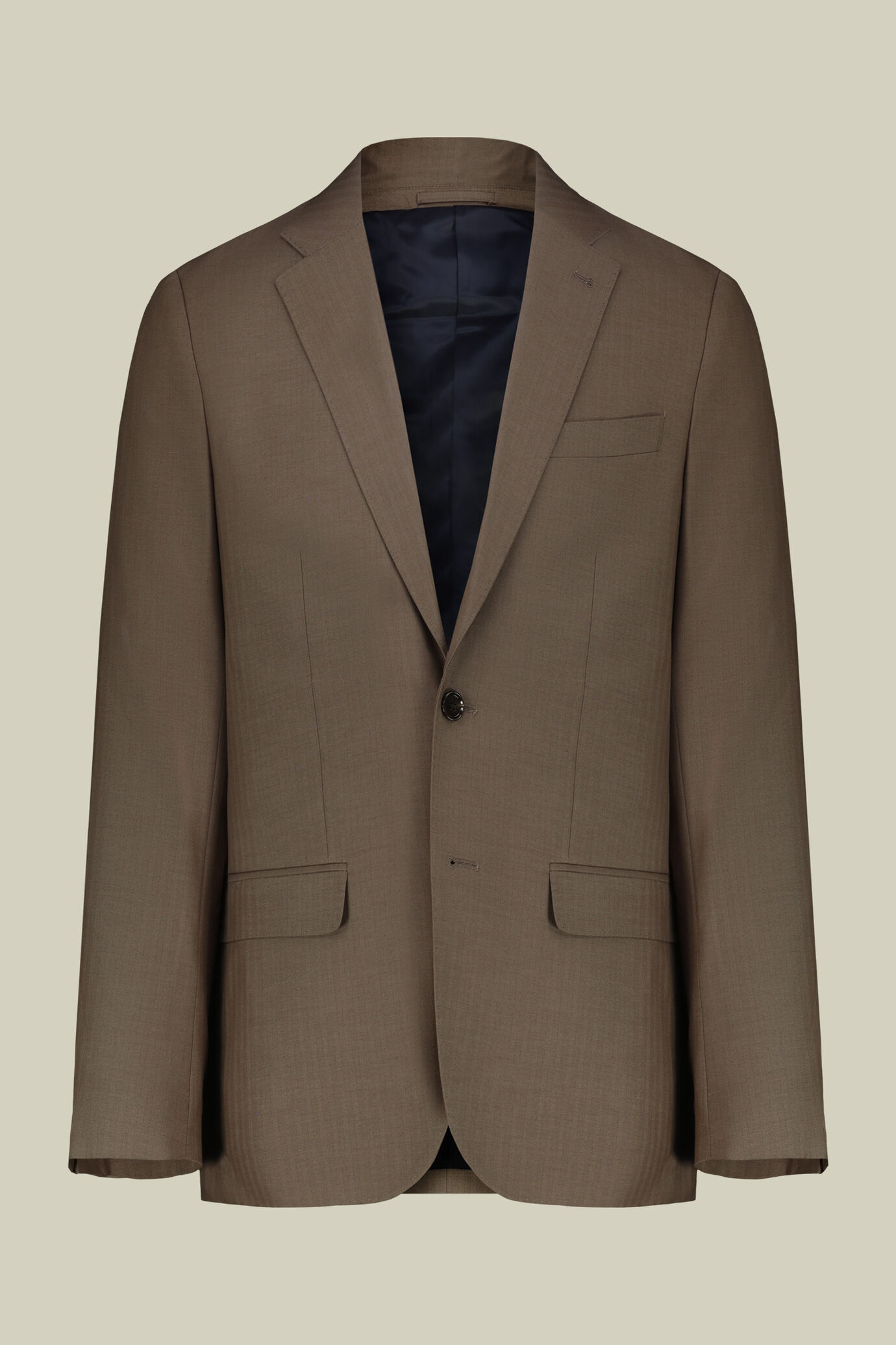Men's single-breasted suit in herringbone fabric
