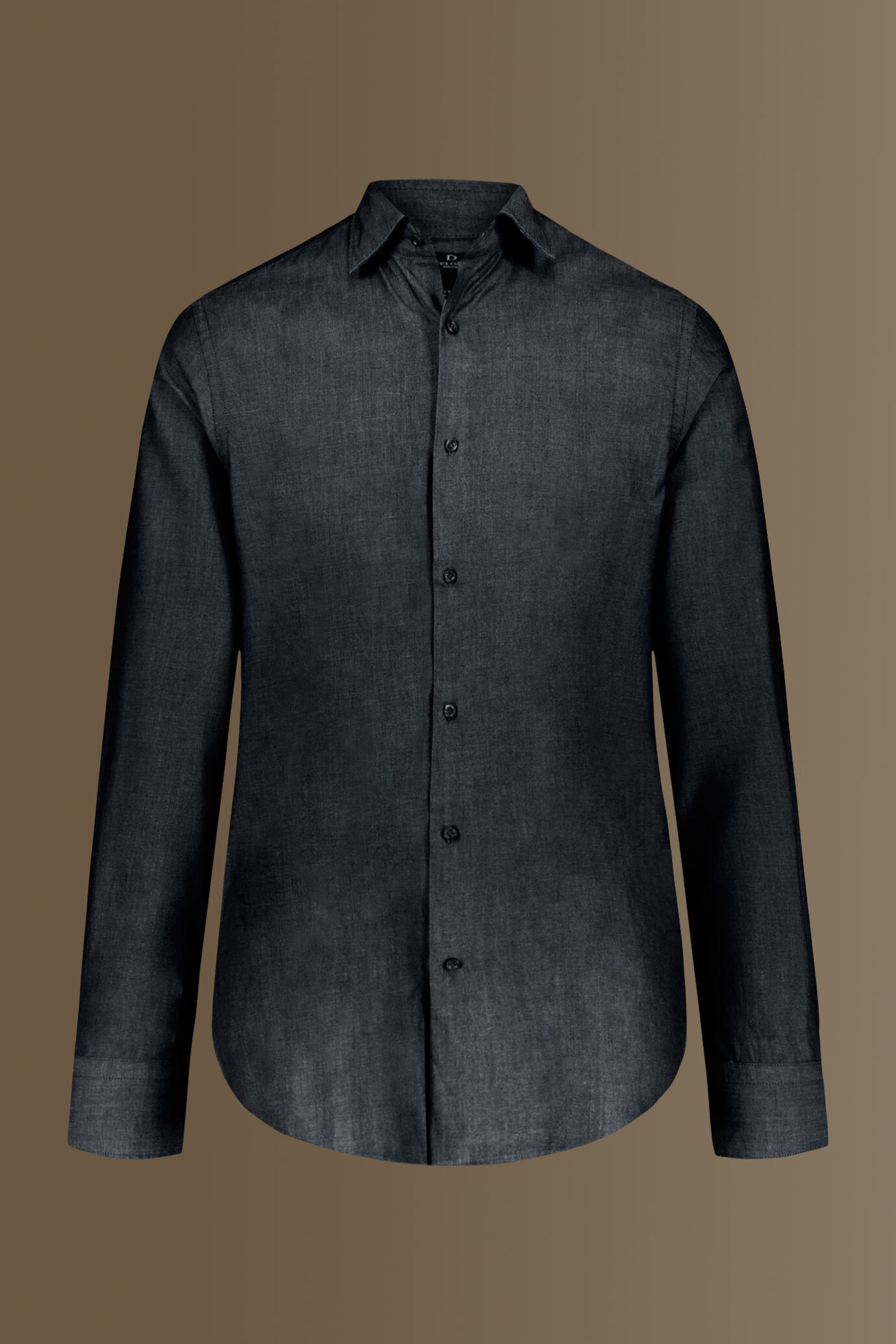 Camicia casual collo francese tinto filo 100% cotone tessuto twill chambray image number 3