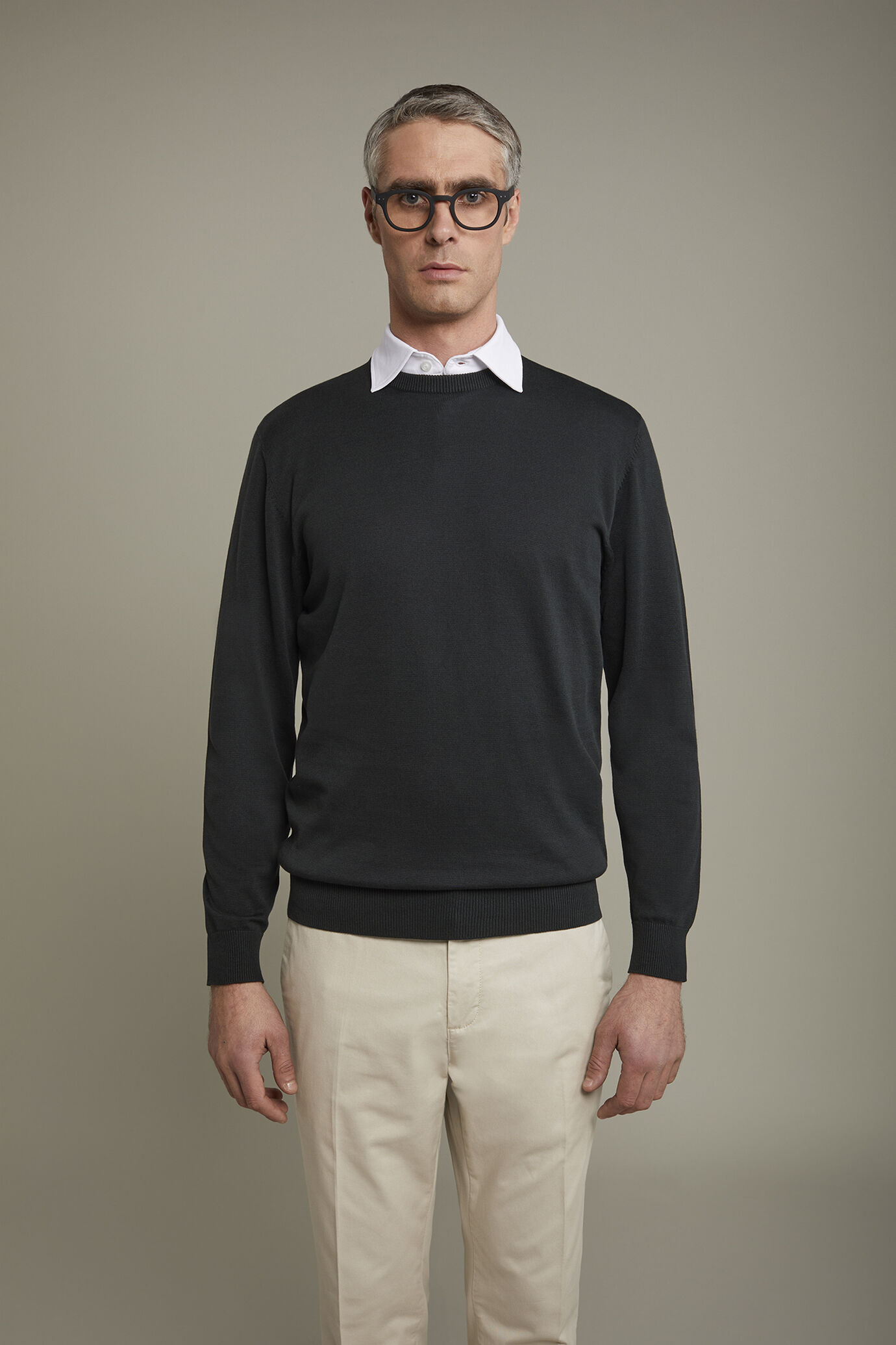 Men's Round neck sweater 100% cotton regular fit image number 2