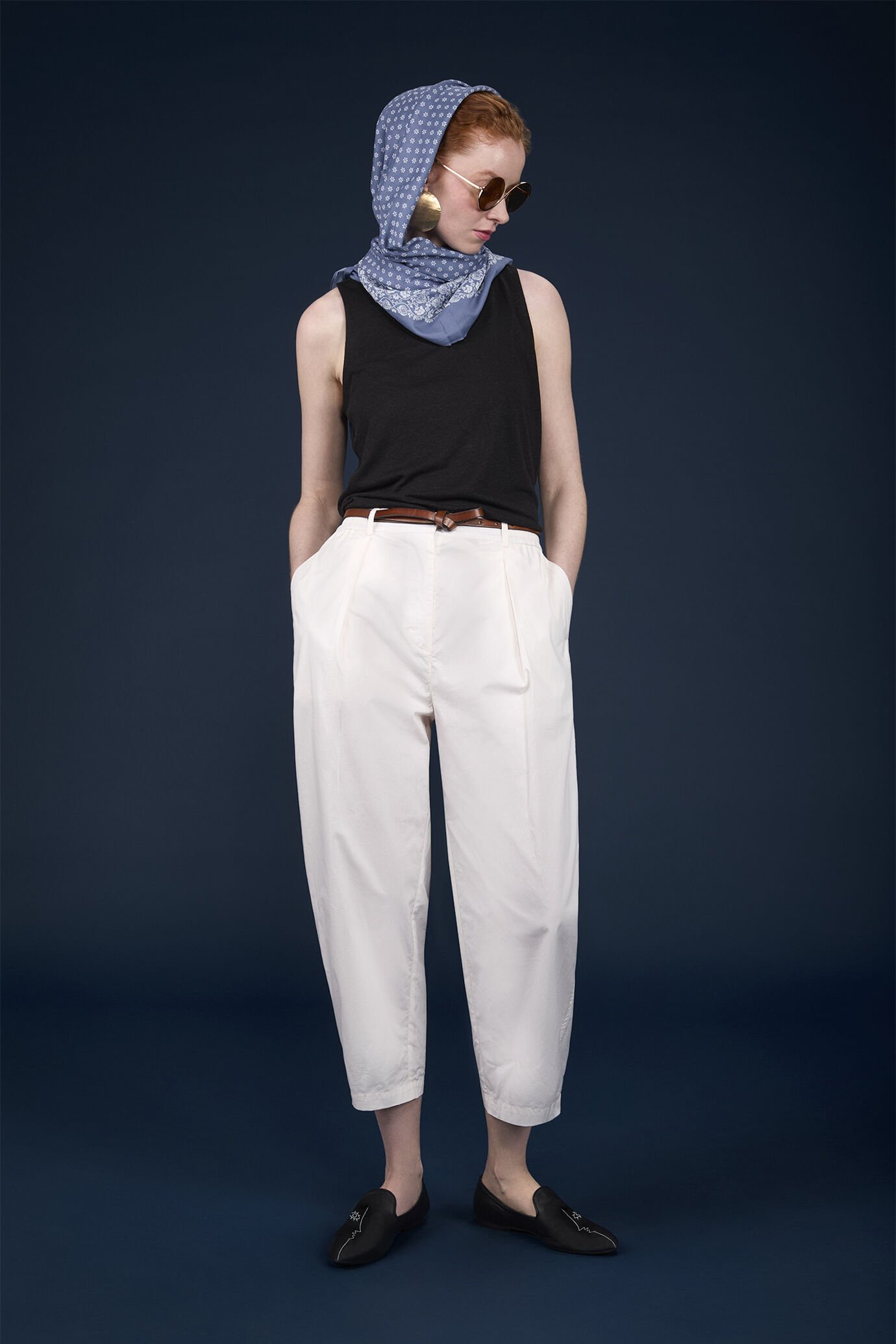 Pantalone donna con pince 100% cotone image number 0