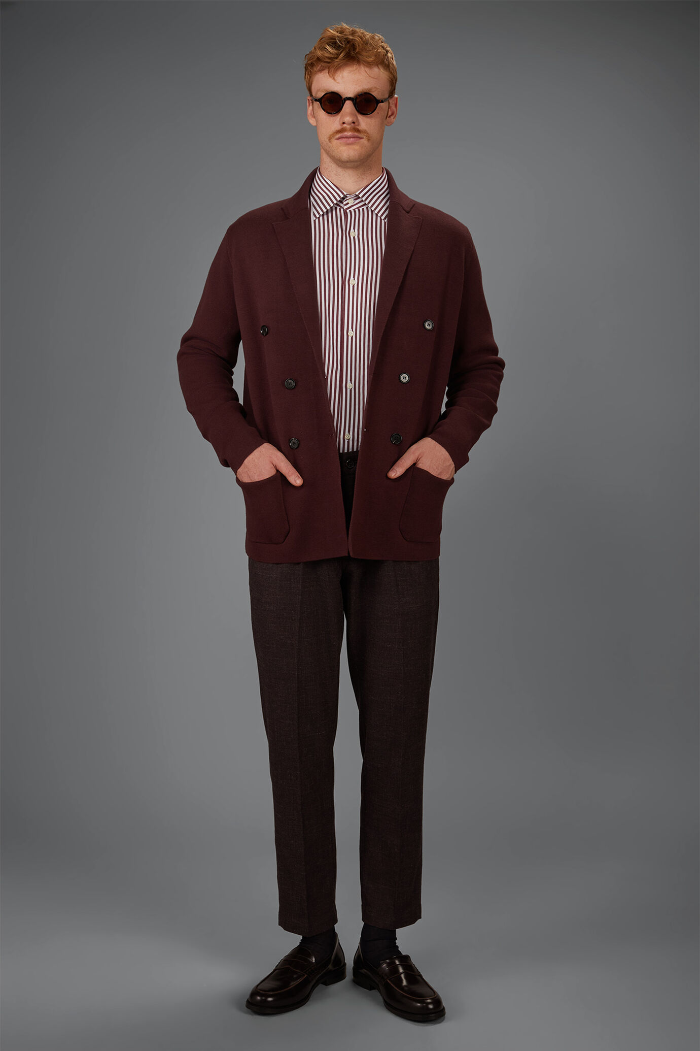 Cardigan uomo doppiopetto in maglia Punto milano 100% cotone regular fit image number 0
