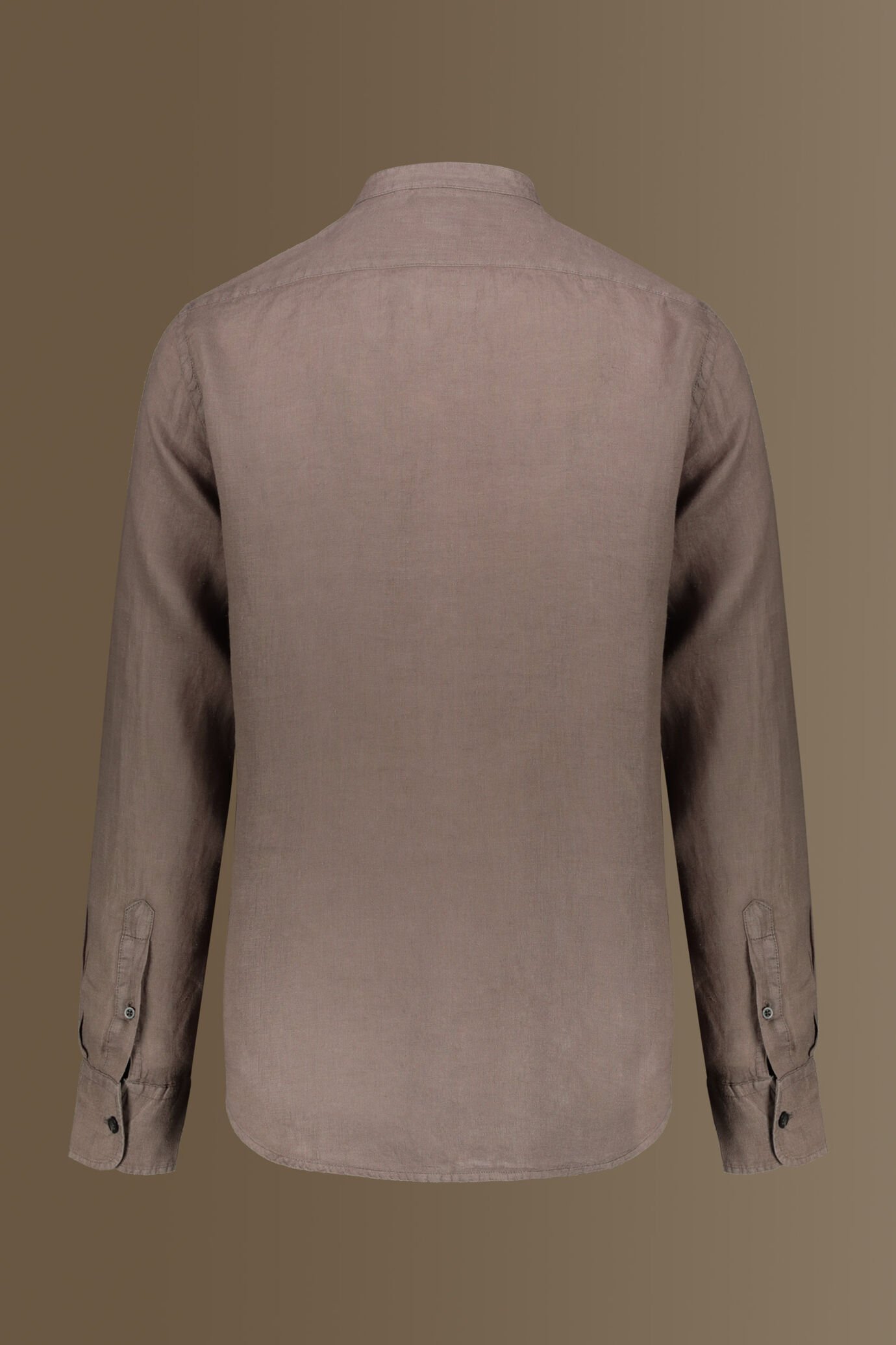 Camicia casual collo coreano 100% lino tinta unita uomo image number 5
