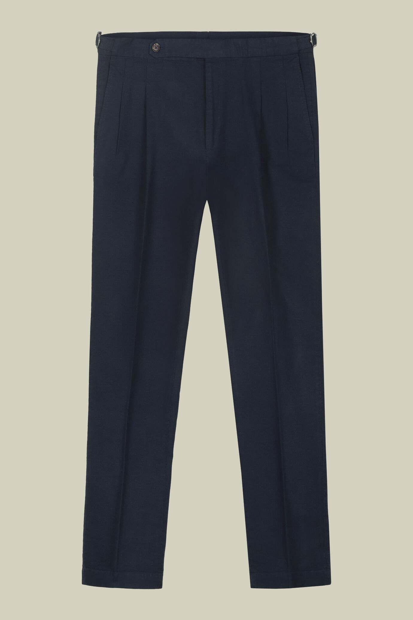 Pantalon homme à double plis et boucles latérales en mélange coton/lin image number 4
