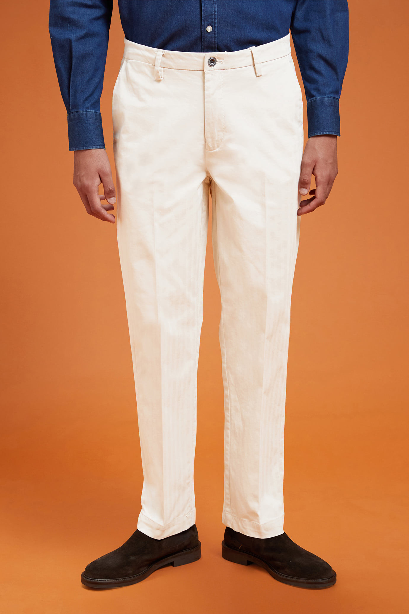 Pantalone uomo classico costruzione spina di pesce elasticizzato regular fit image number 1