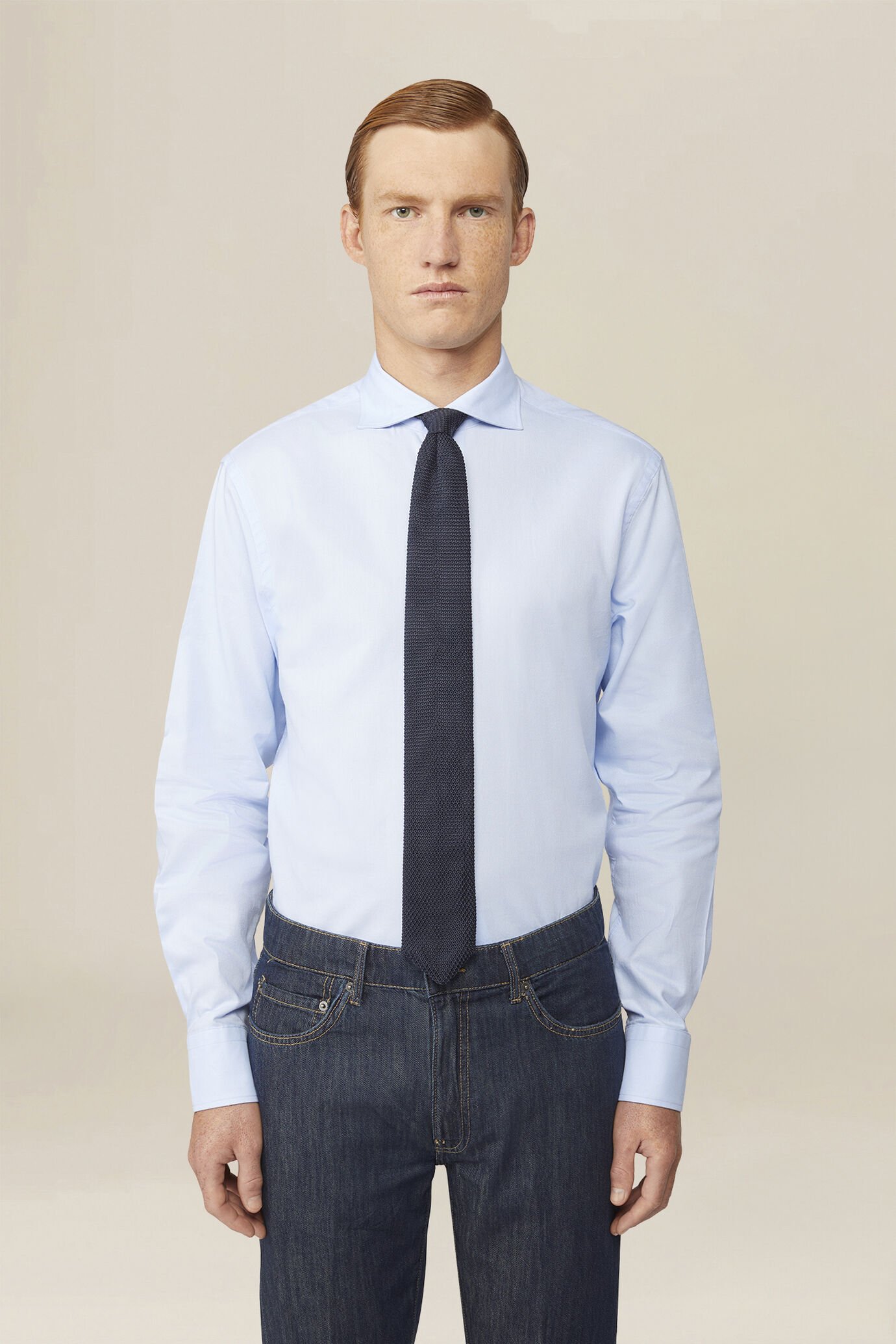 Men's shirt in 100% lightweight plain Oxford cotton fabric image number 0