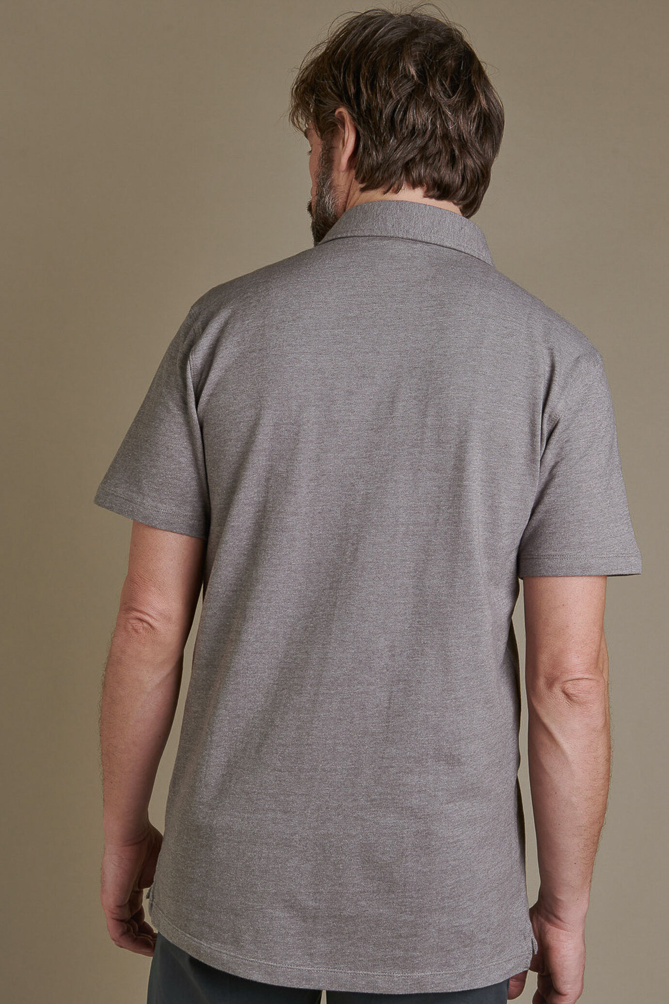 Polo uomo manica corta in puro cotone piquet melange tinta unita image number 1