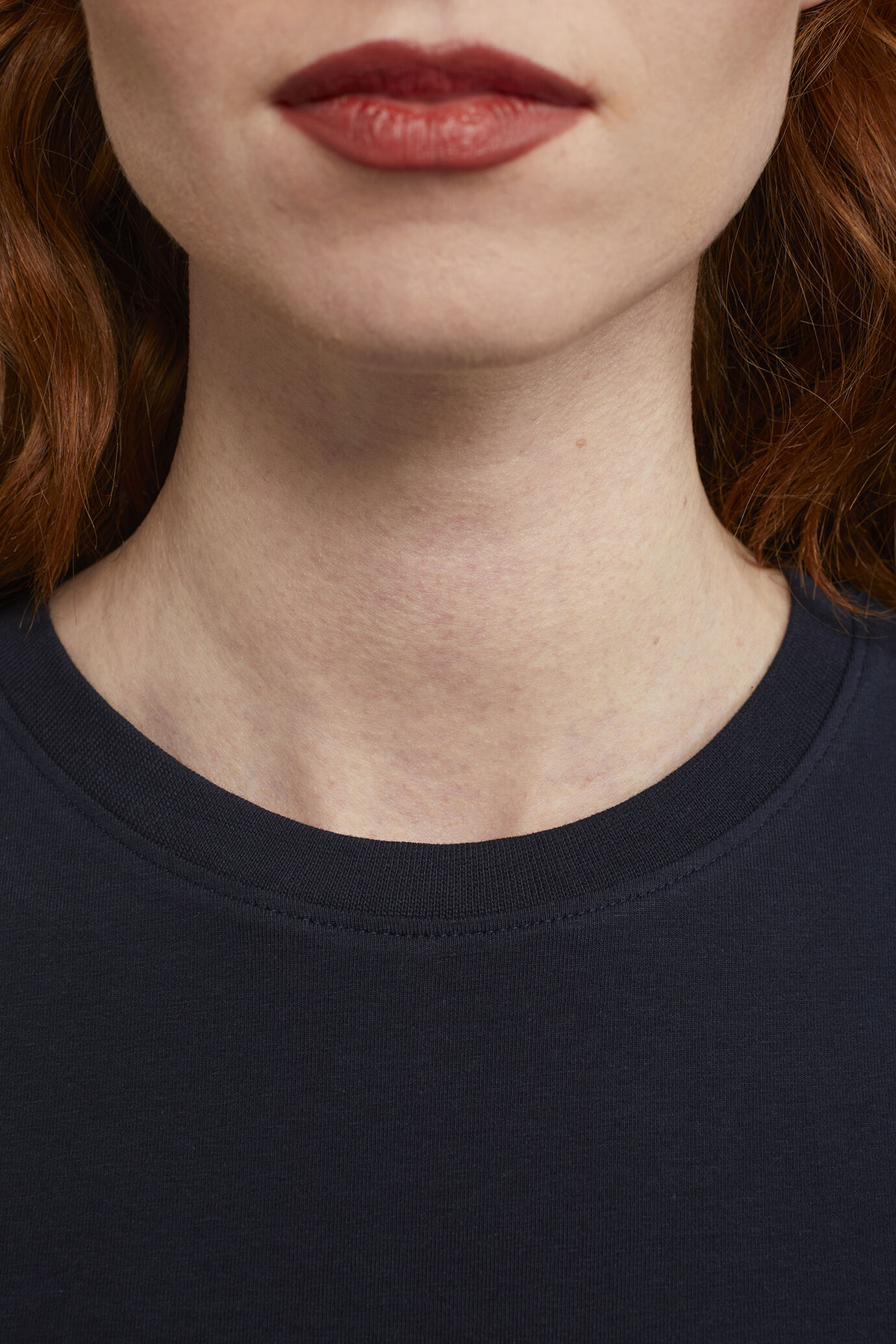 Abito midi donna girocollo con manica lunga in jersey di cotone stretch regular fit image number 3