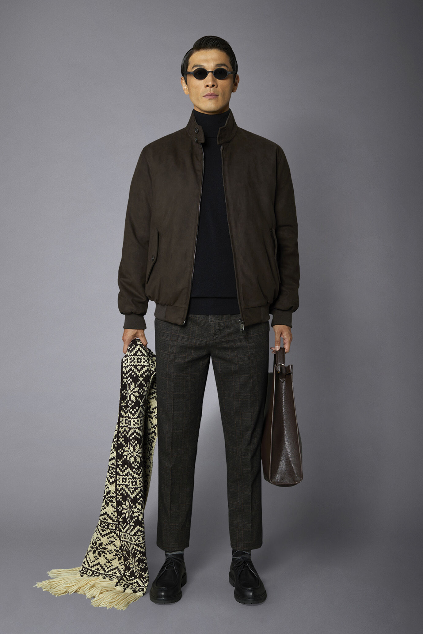 Giacca uomo in ecopelle scamosciata con chiusura con zip comfort fit image number 0