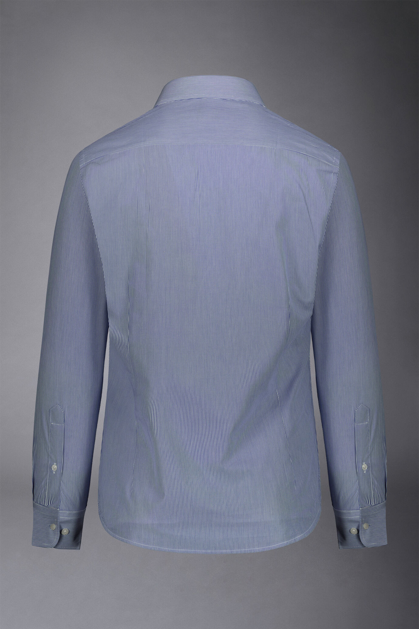 Men's classic slim fit French collar shirt with narrow stripe pattern image number 5