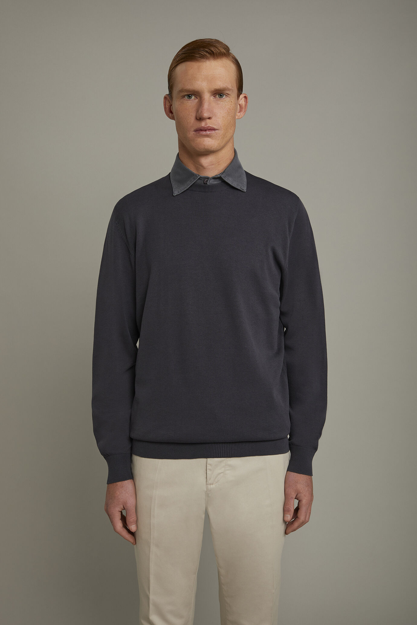 Men's Round neck sweater 100% cotton regular fit image number 2