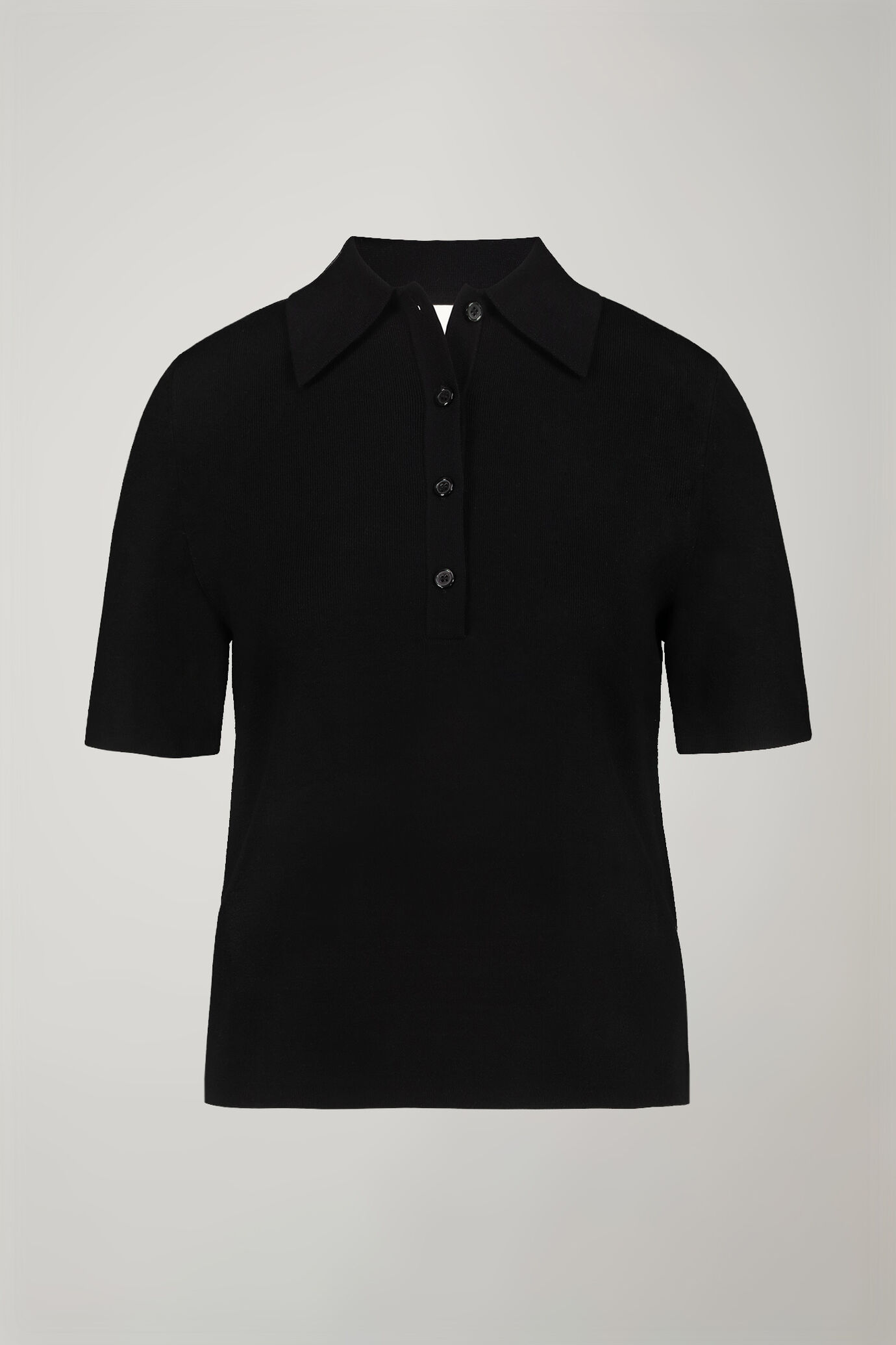 Einfarbiges Damen-Poloshirt mit kurzen Ärmeln aus Strick image number 5