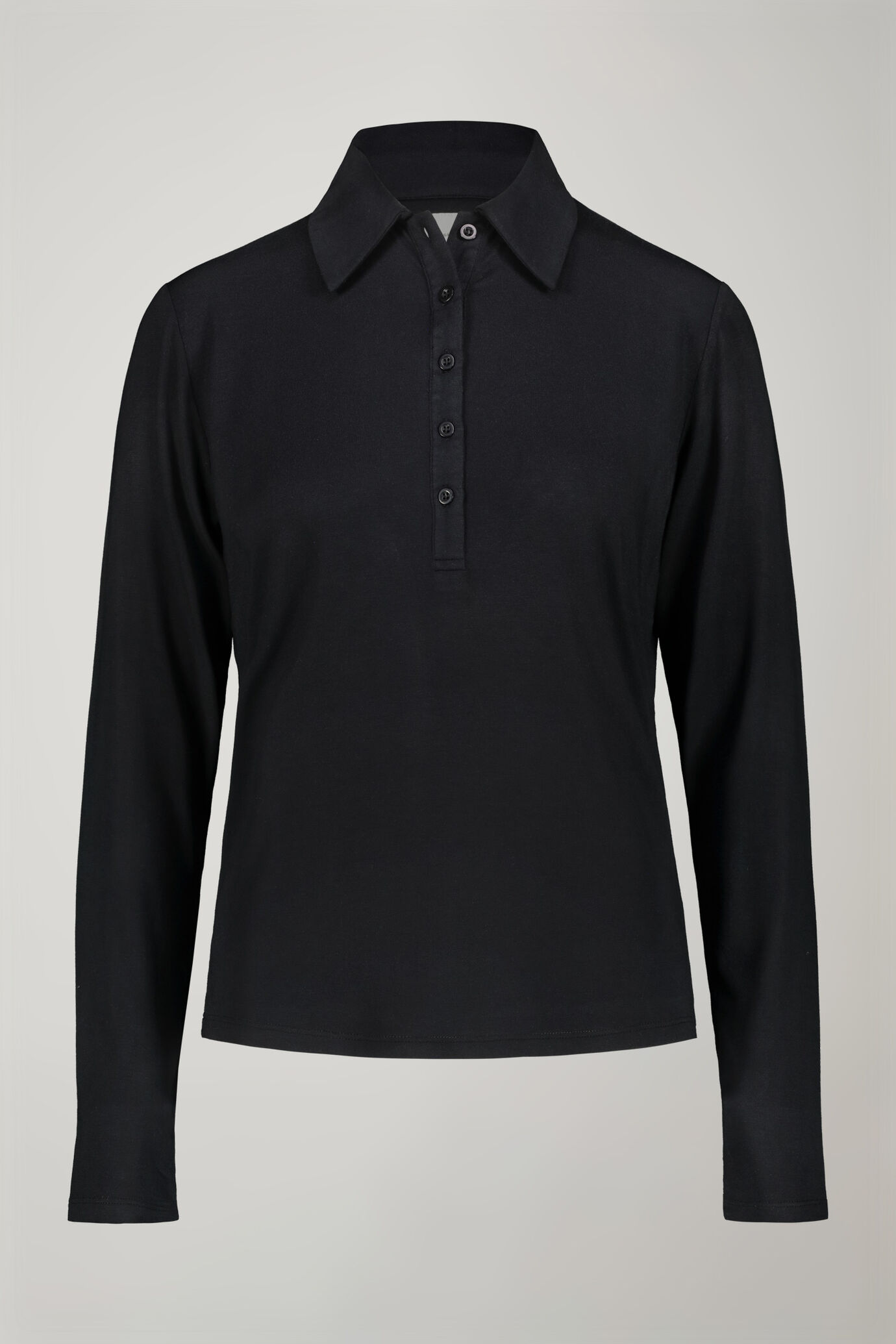 Polo donna manica lunga in jersey di cotone tinta unita image number 4