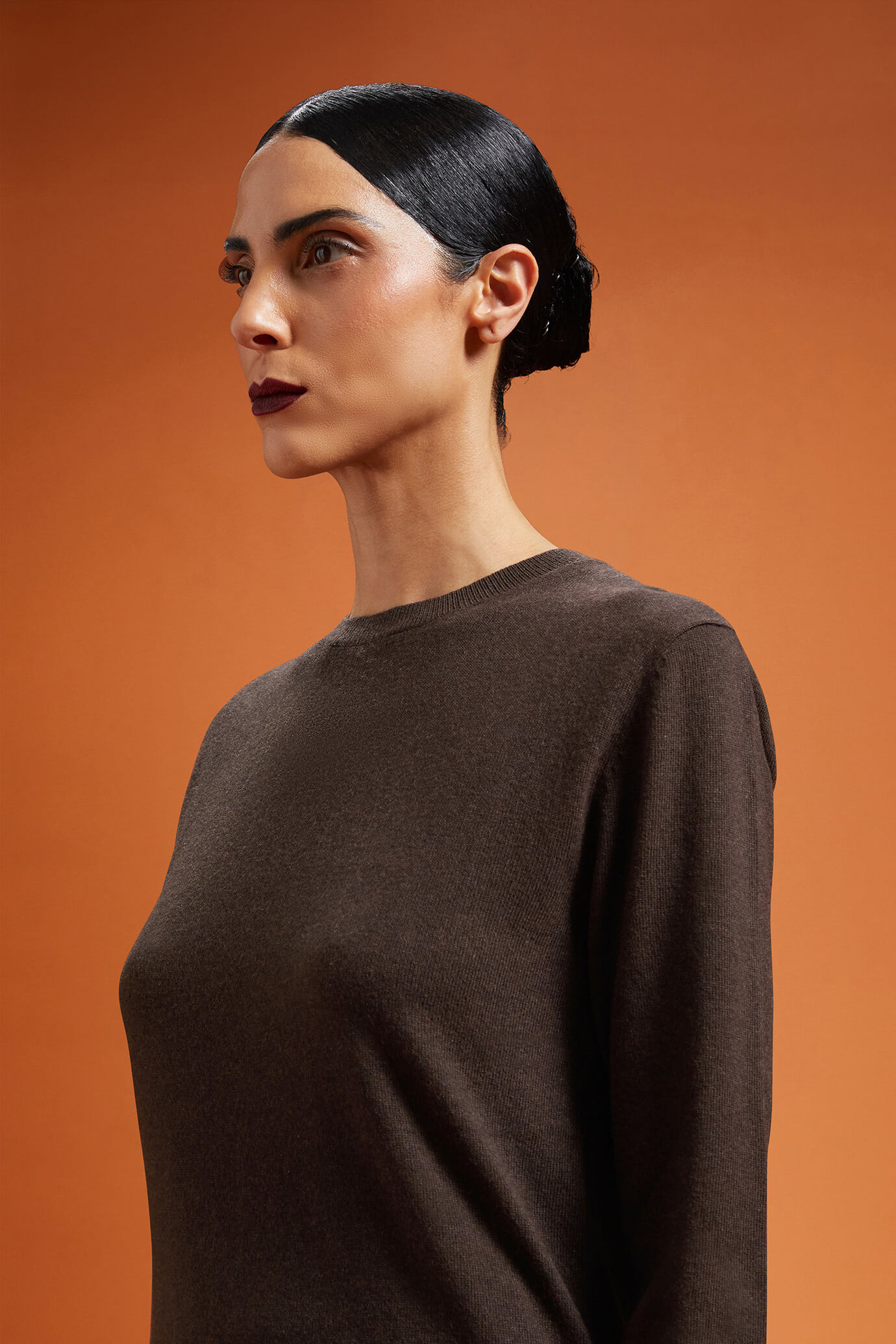 Pull col rond pour femme, coupe classique, en laine et cachemire image number 4