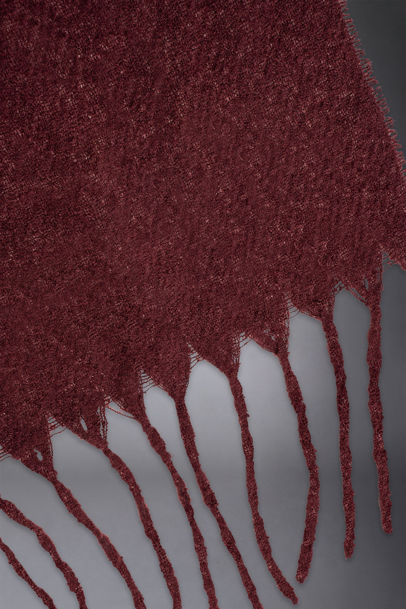 Solid color women's scarf with bangs image number 1