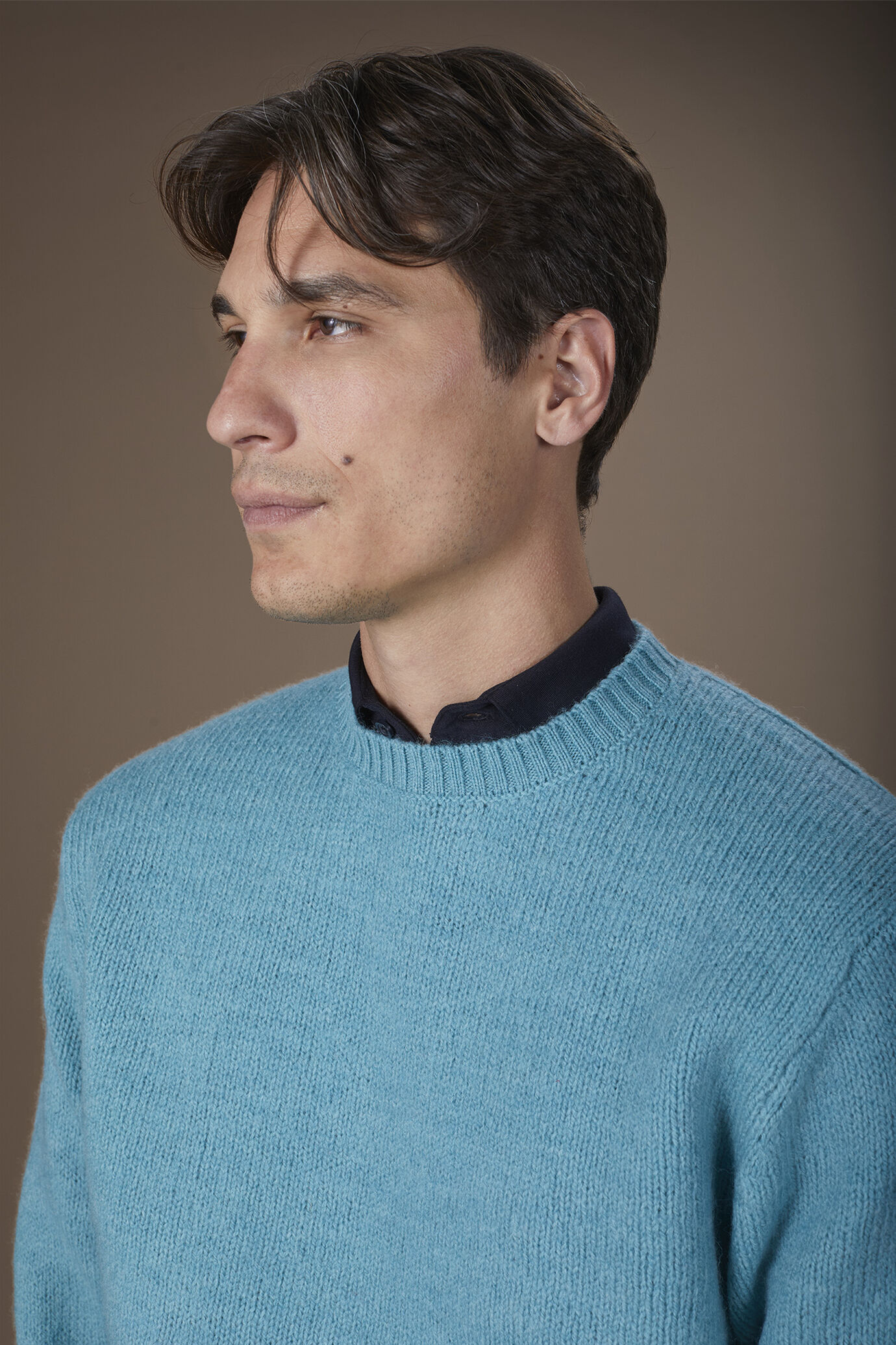 Pull Col Rond Homme - Hiver Chaud - Polaire Doublée - Coupe Ajustée - Uni Couleur - Confort Et Chaleur