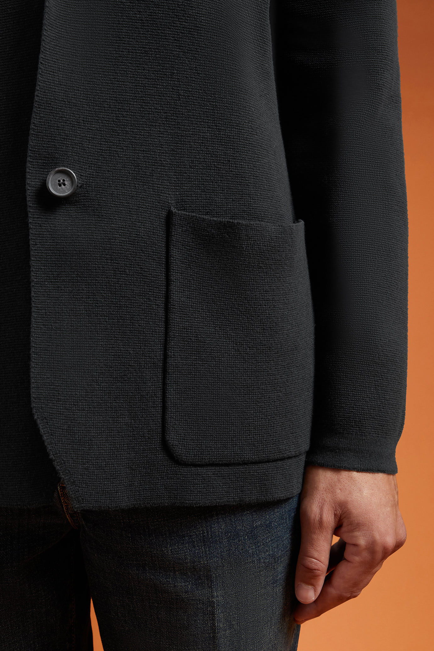 Cardigan uomo monopetto jersey 100% cotone Punto Milano regular fit image number 3