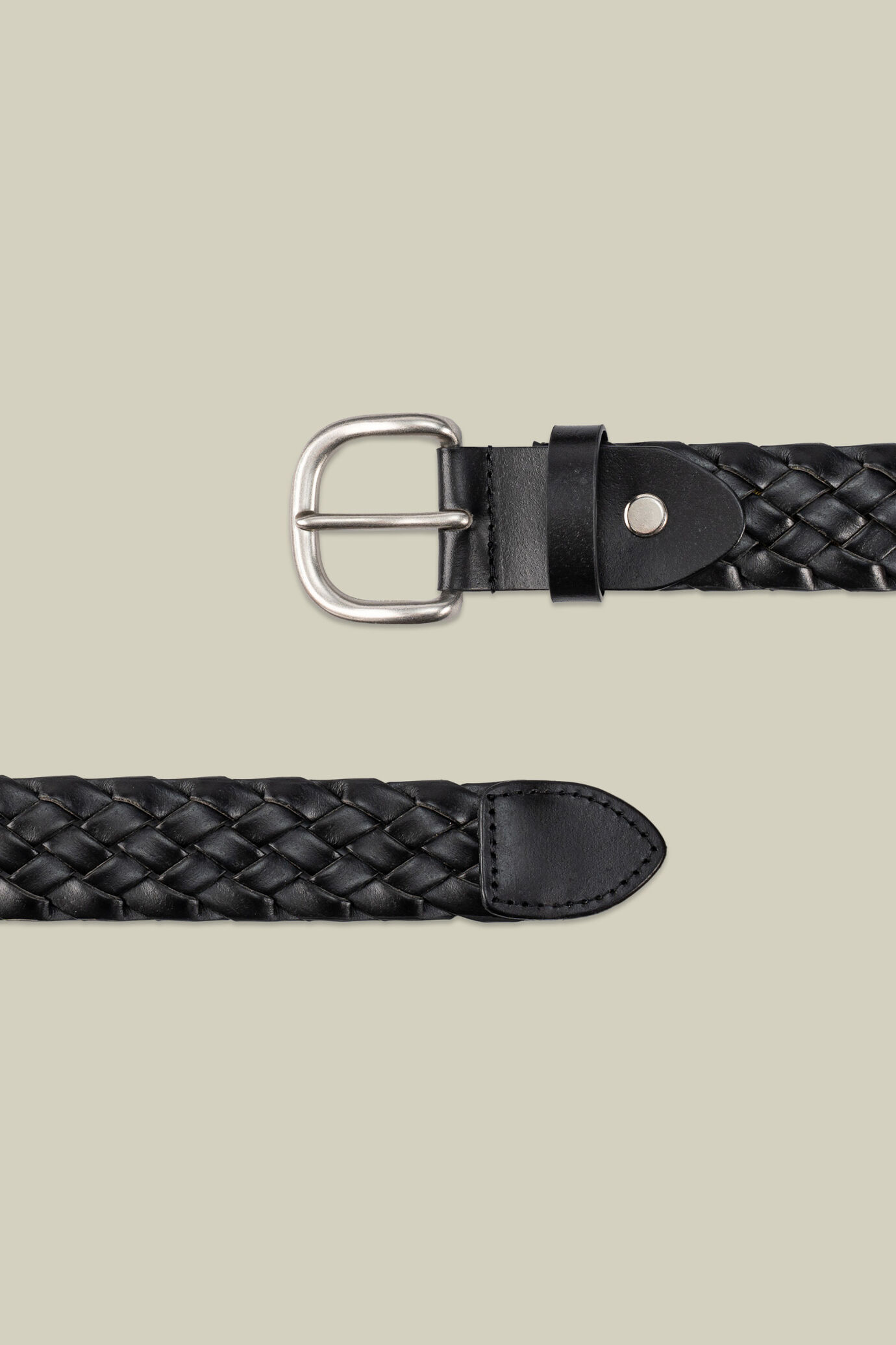 Cintura uomo intrecciata in 100% pelle rigenerata