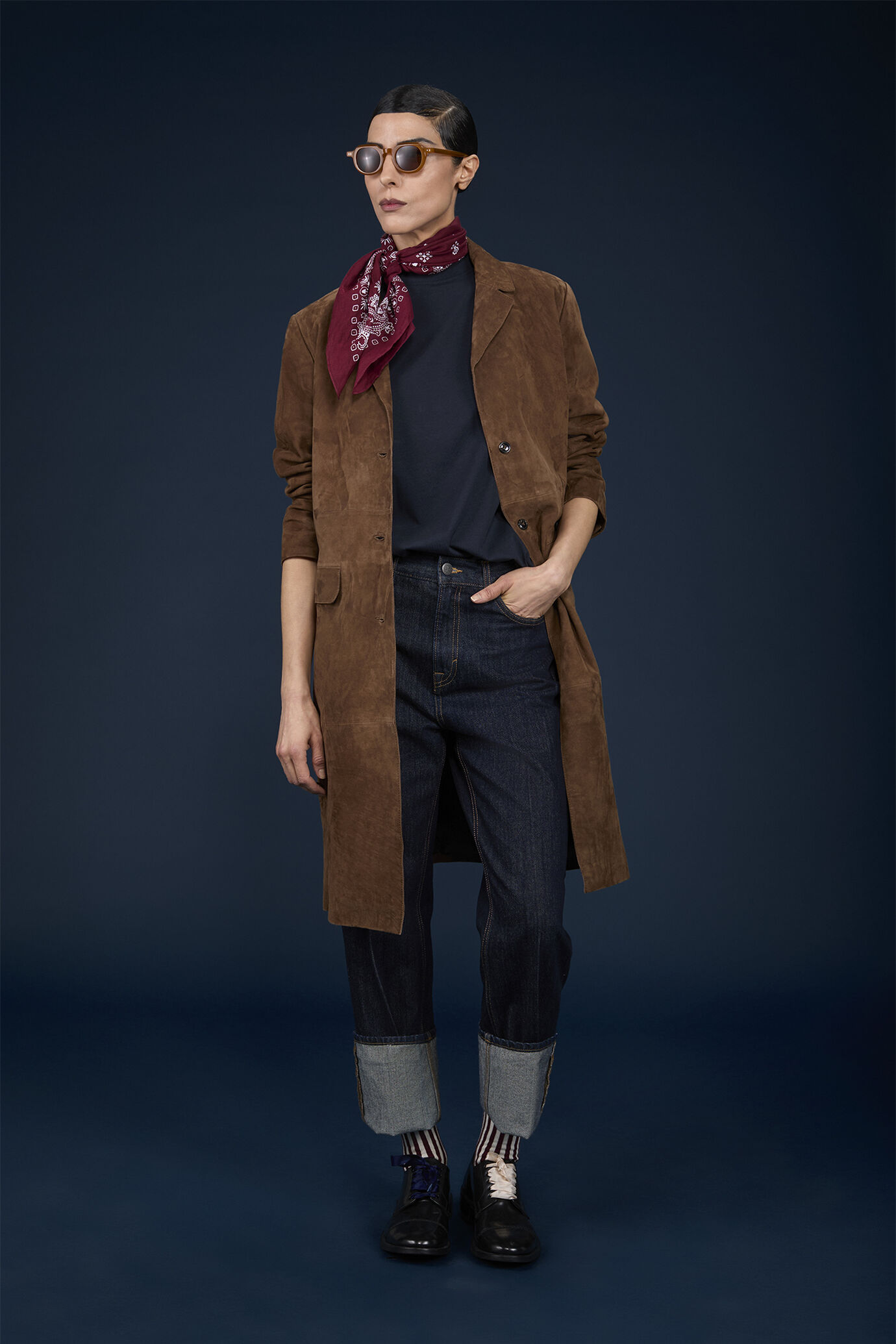 Manteau pour femme, 100% daim véritable, coupe classique image number 0