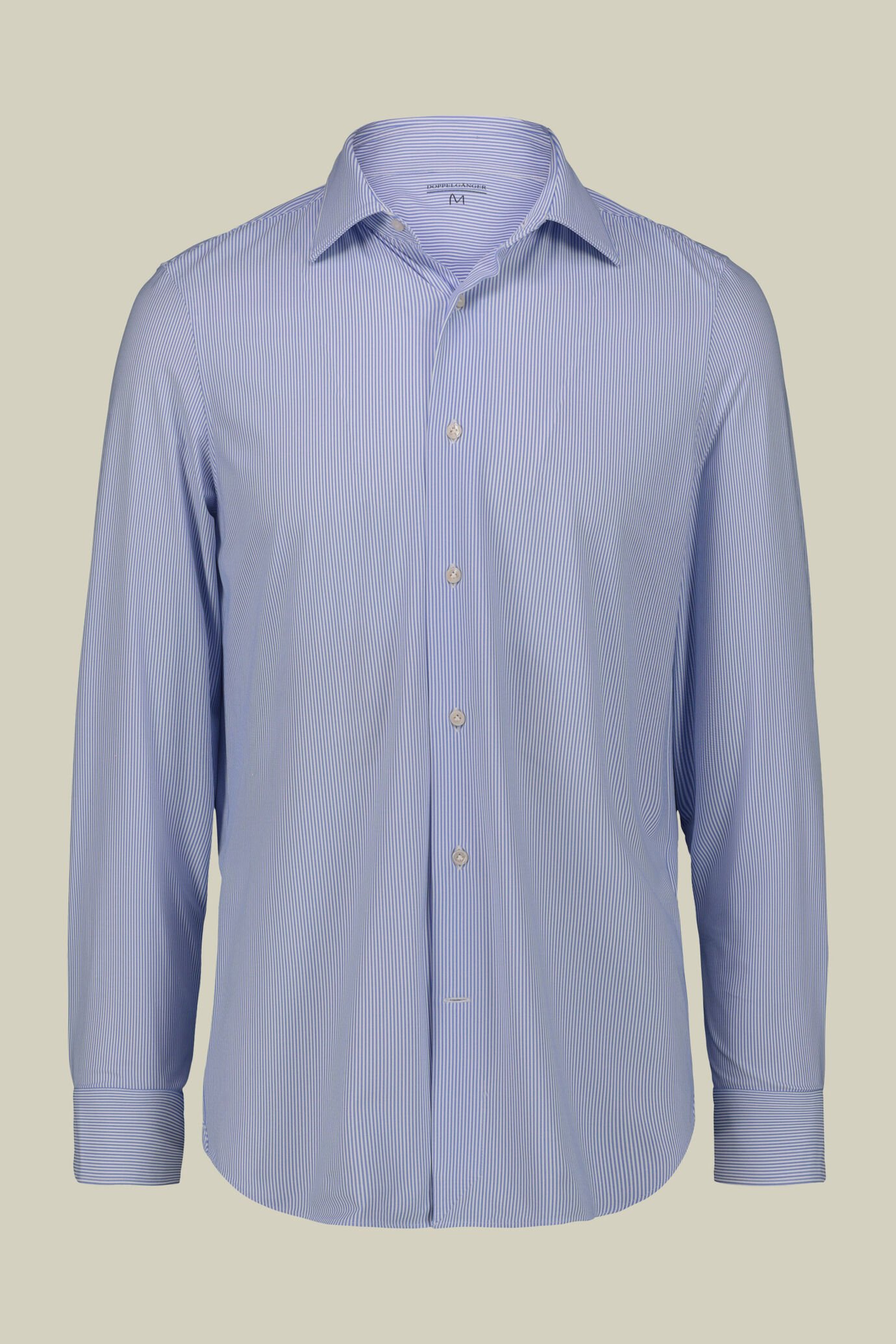 Men's shirt with classic striped collar in stretch nylon fabric with twill construction