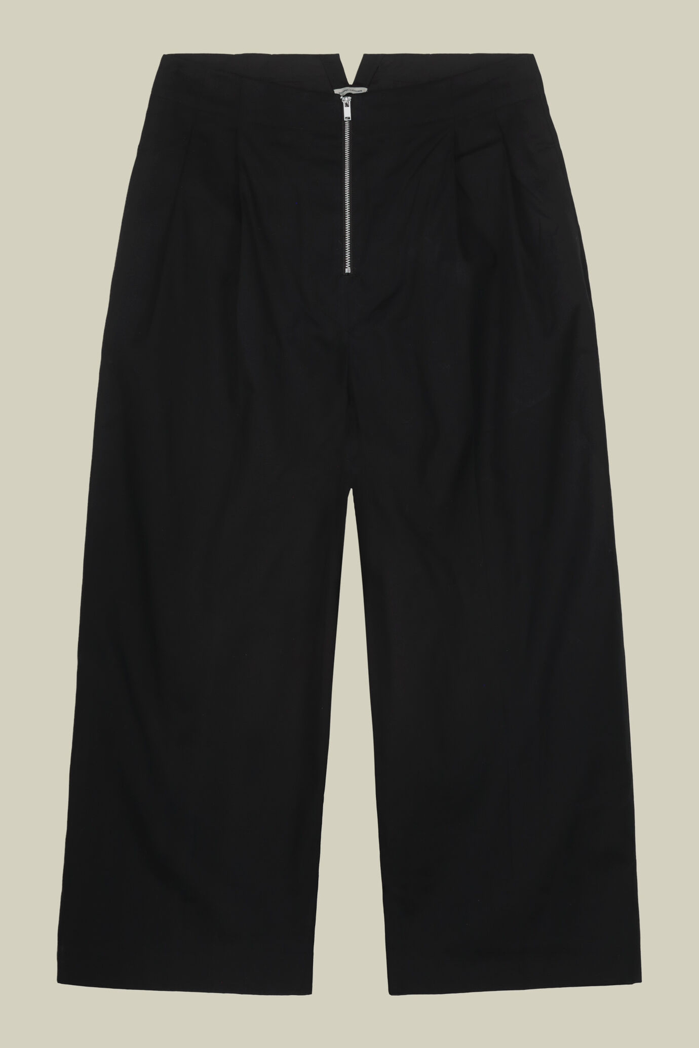 Pantalon carotte femme, modèle large à la taille avec zip apparent, 100 % coton image number 4