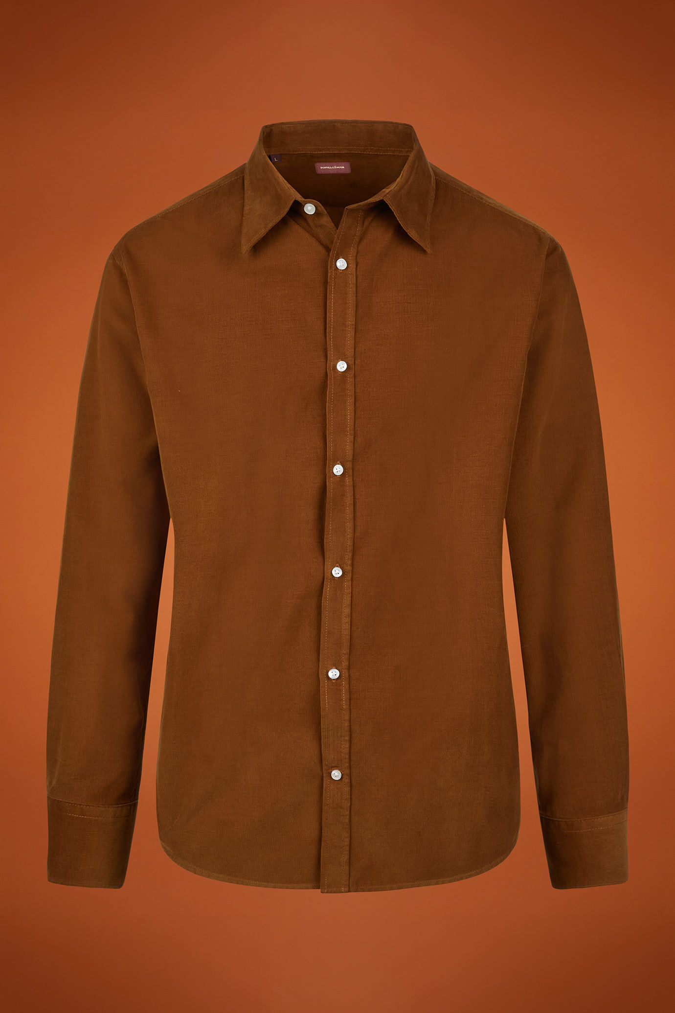 Camicia casual uomo collo classico 100% cotone tessuto velluto 1000 righe tinta unita comfort fit image number 4
