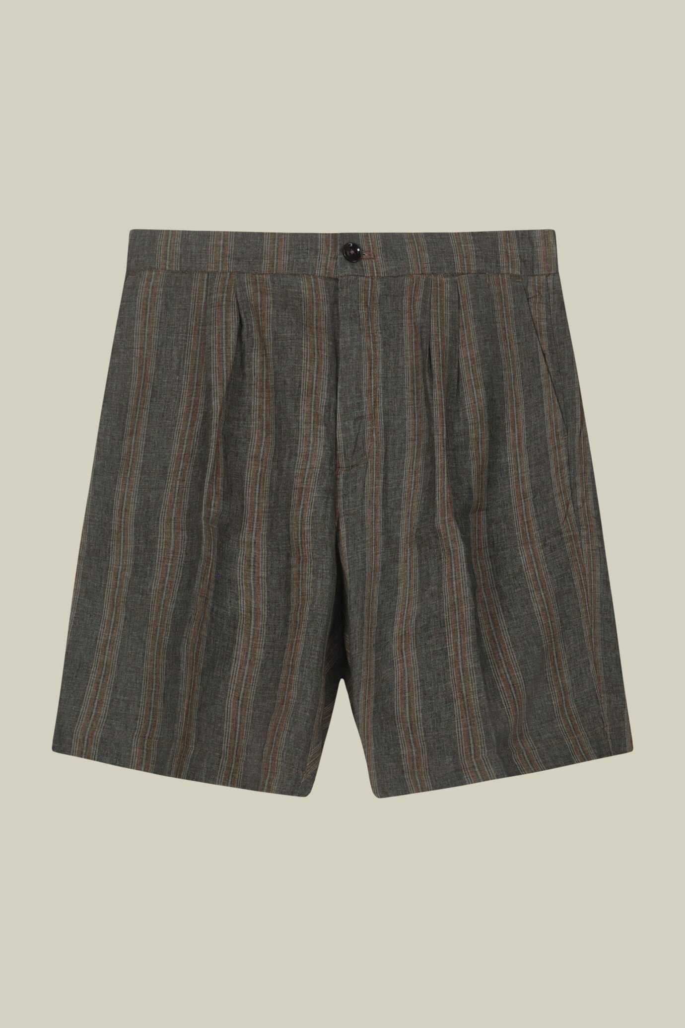 Bermuda homme en lin m&eacute;lang&eacute;, coupe classique