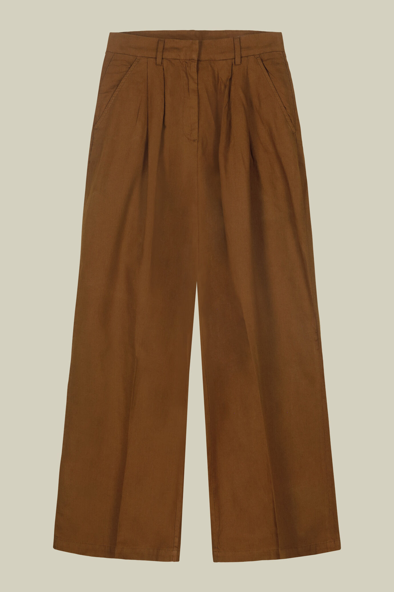 Pantalone donna ampio lino e cotone con pince