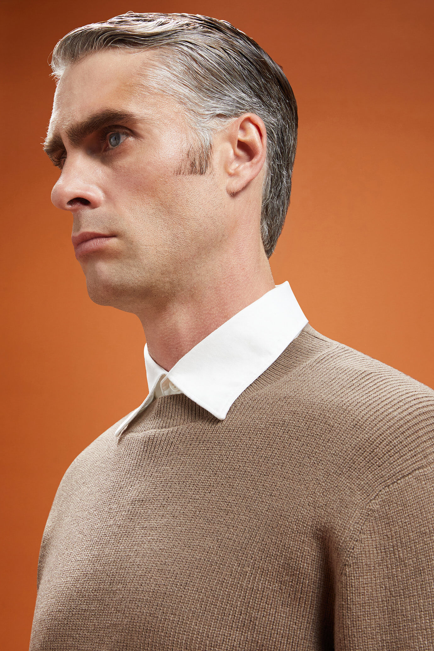 Pull homme, col rond, en côtes anglaises, coupe classique image number 3