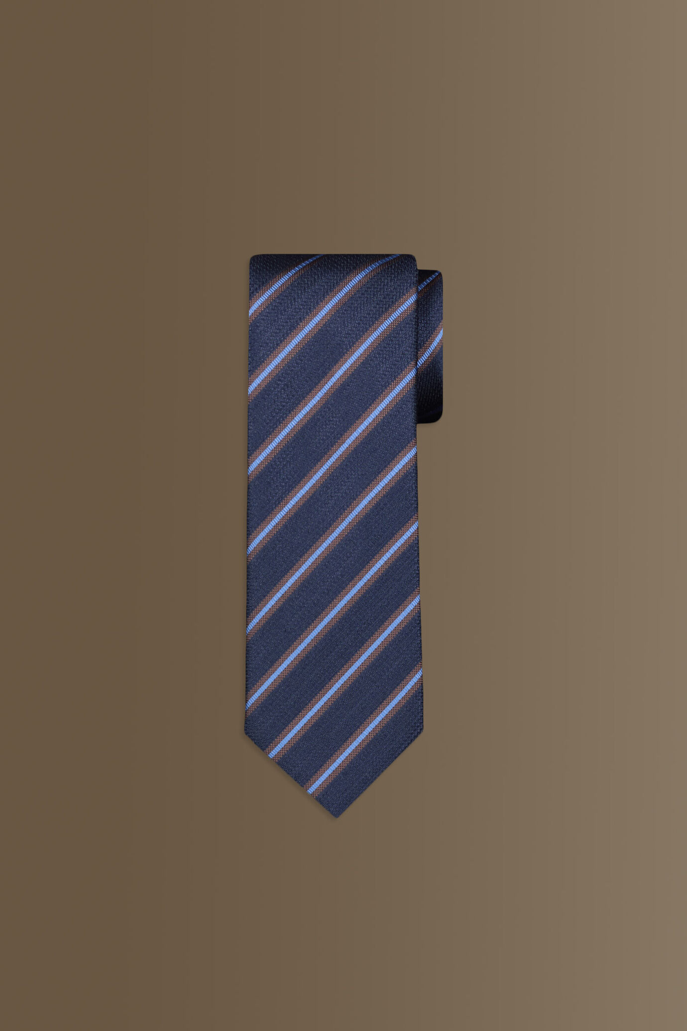 Cravatta uomo blu fantasia regimental in misto bamboo image number 0