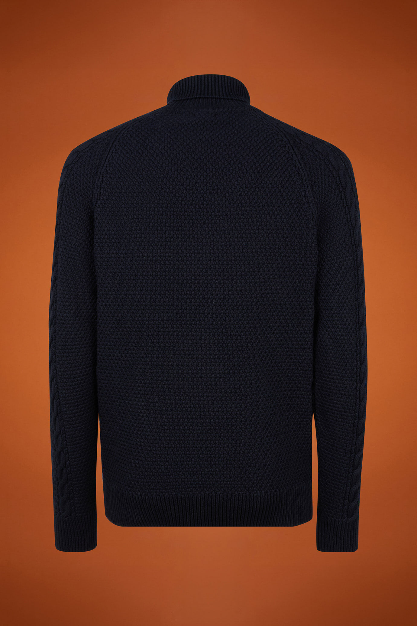 Herren-Pullover mit hohem Ausschnitt aus 100 % Baumwolle mit Zopfstrick in normaler Passform image number 5