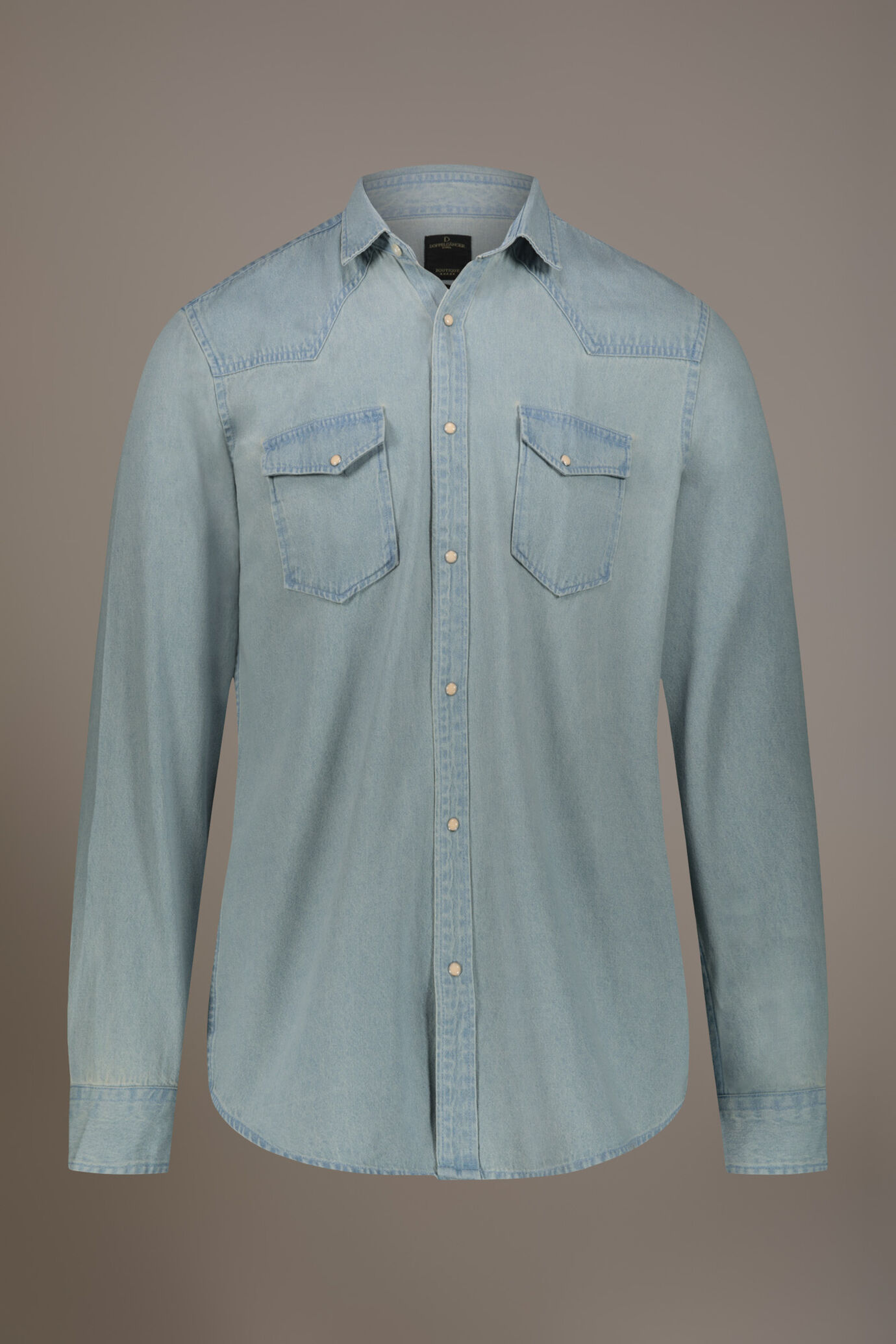 Casual denim shirt french collar comfort fit image number 4